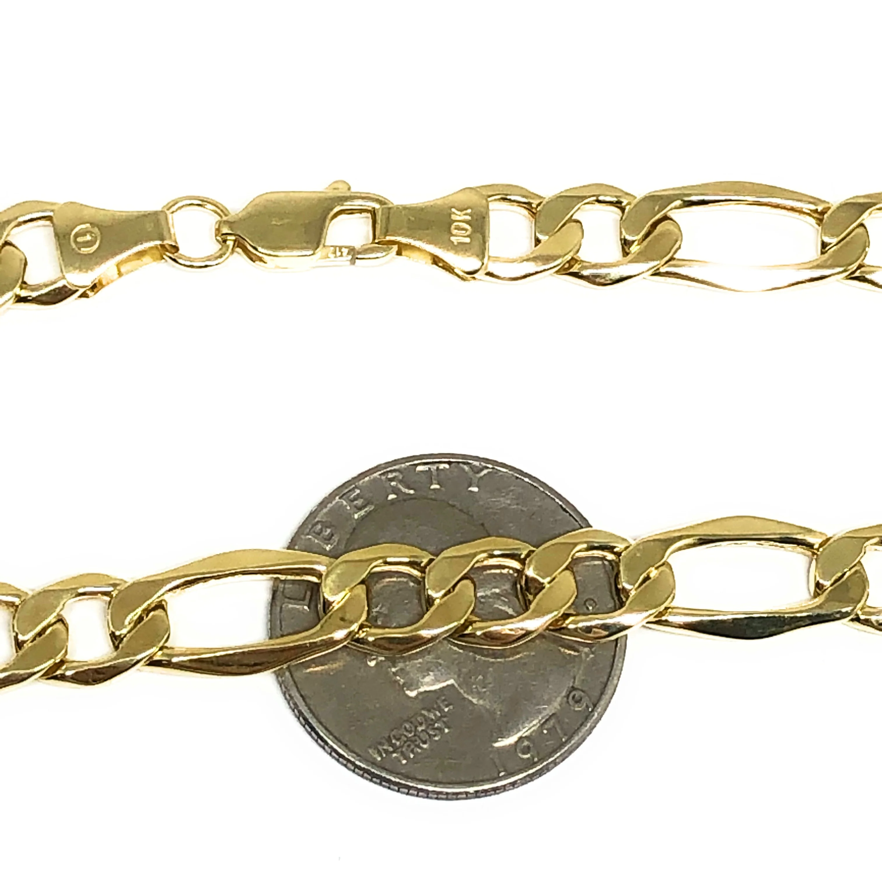 10k Solid Gold Figaro Chain 24-28 inch 8.7mm (Semi-Hollow Style) (17-21g) - Image 2