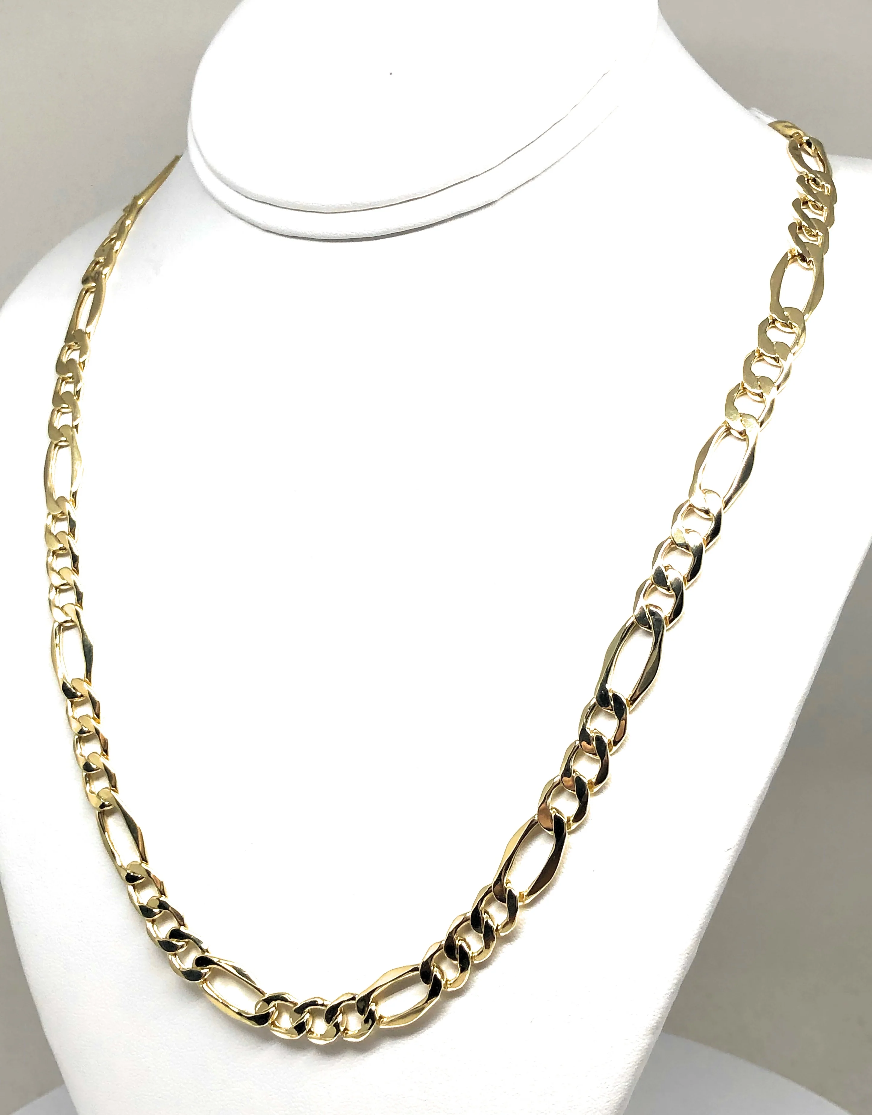 10k Solid Gold Figaro Chain 24-28 inch 8.7mm (Semi-Hollow Style) (17-21g) - Image 5