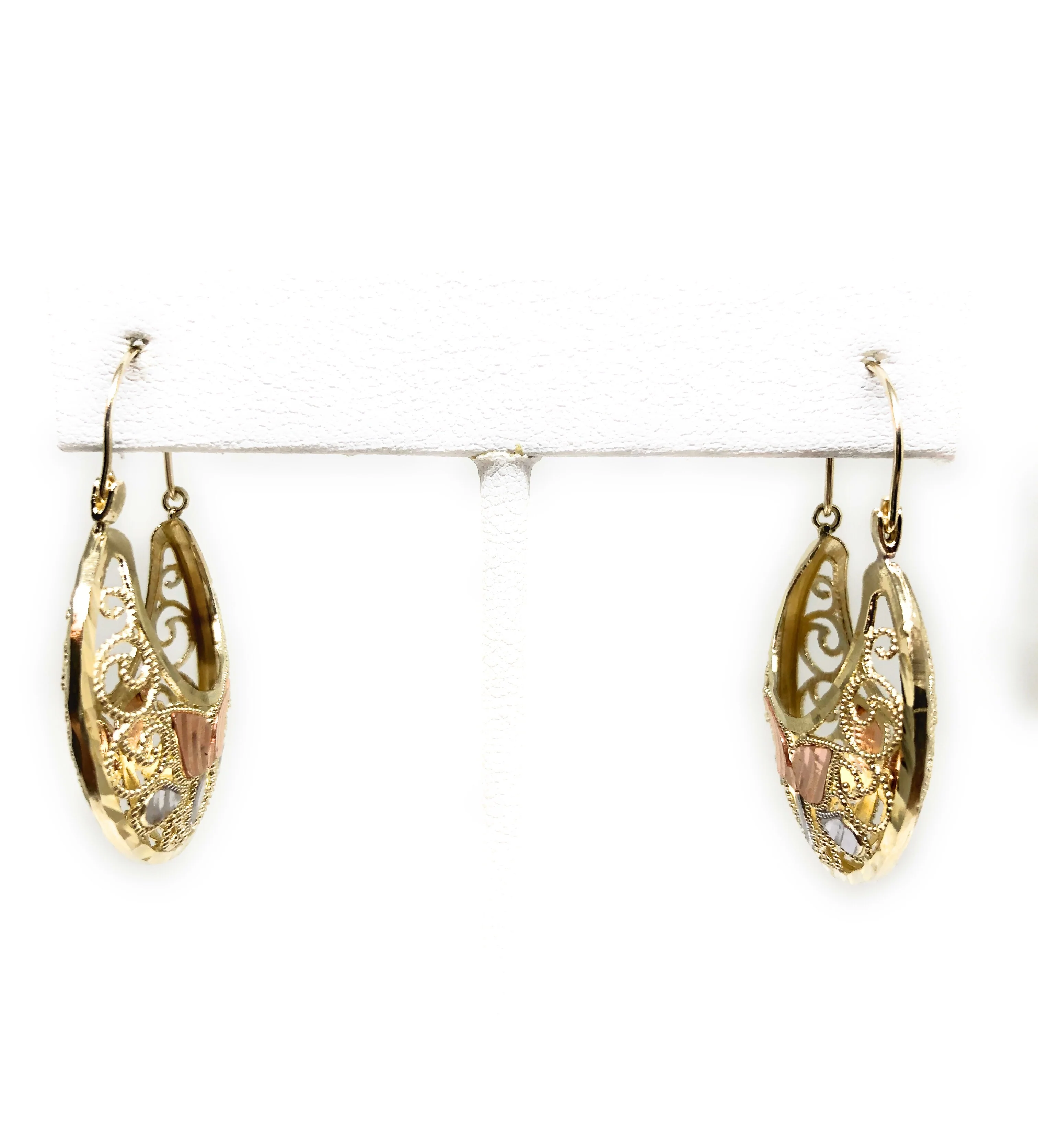 10k Solid Gold Flower Filigrana Basket Earrings Canasta - Image 4