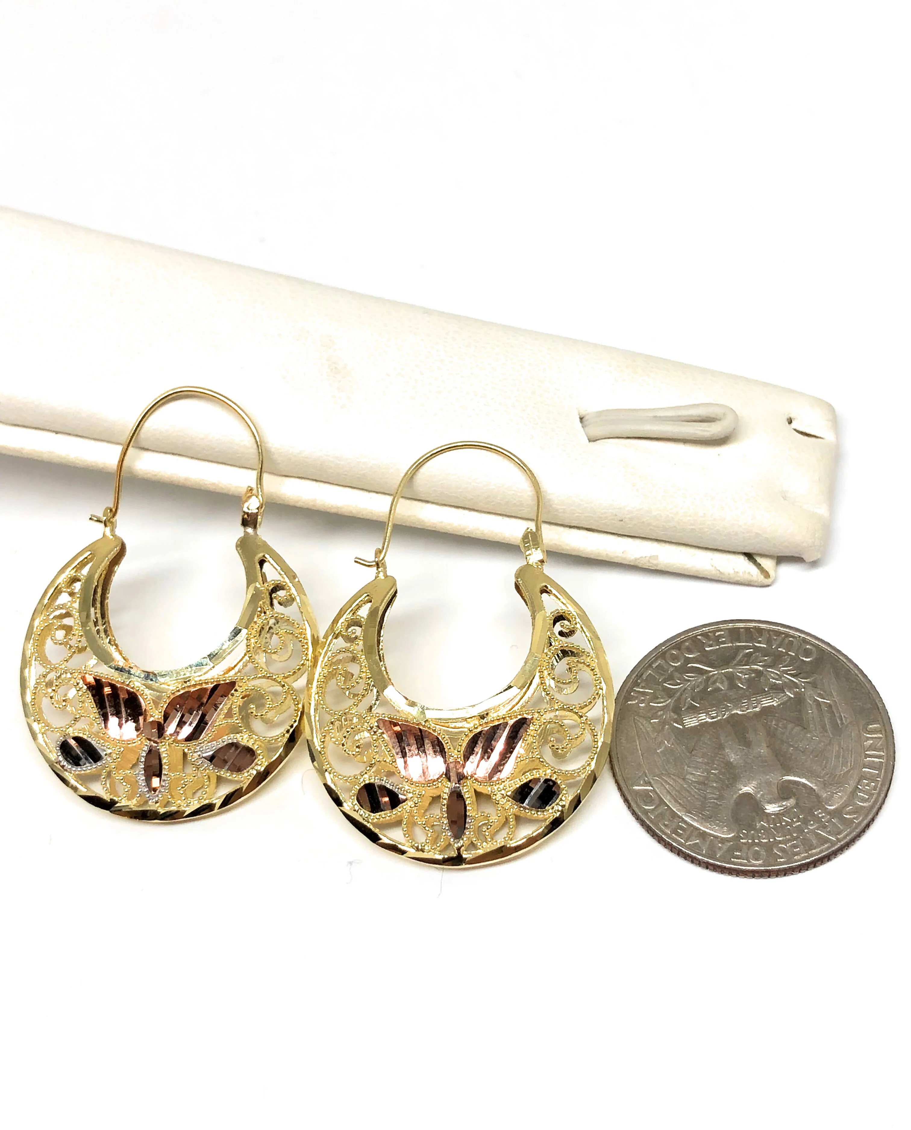 10k Solid Gold Flower Filigrana Basket Earrings Canasta - Image 5
