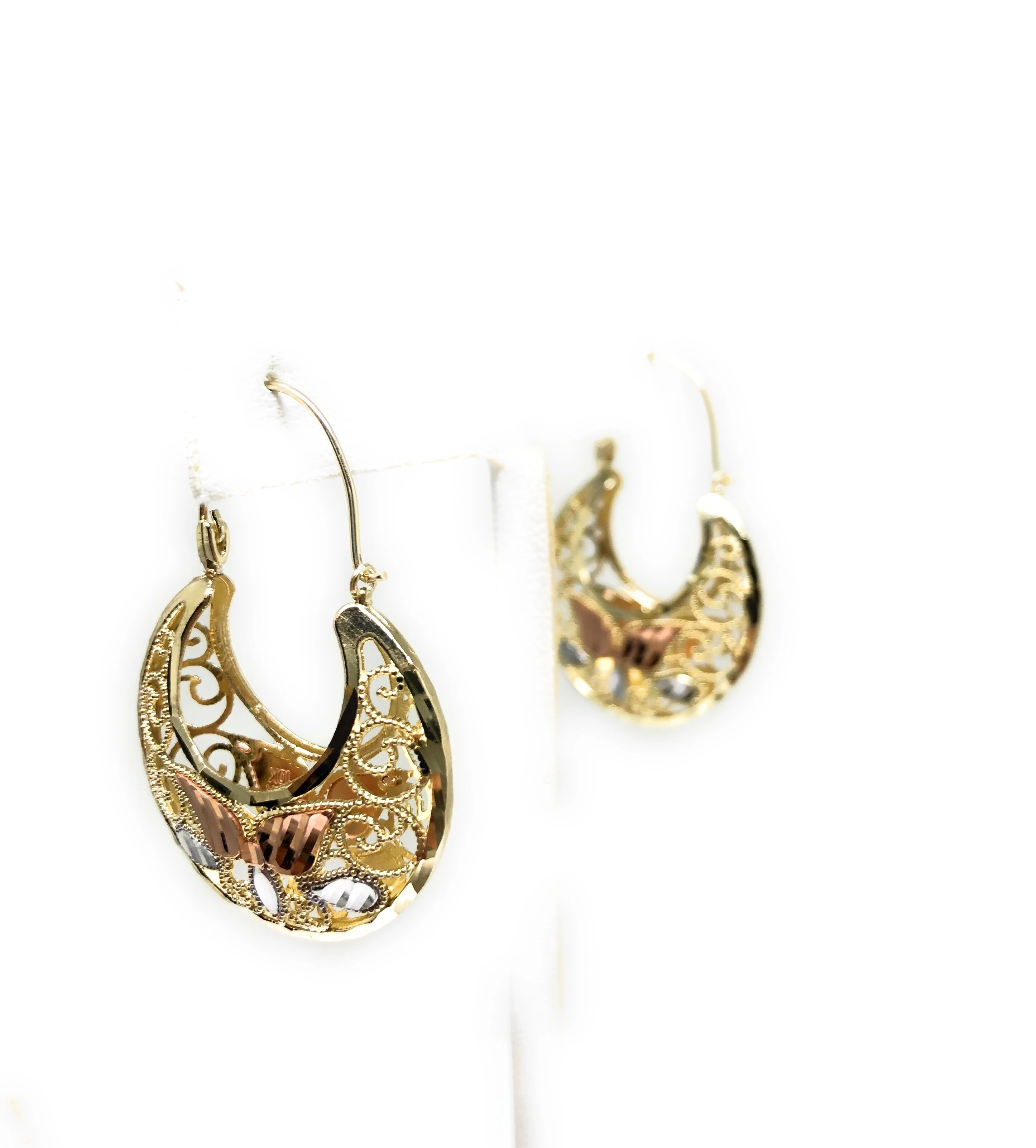 10k Solid Gold Flower Filigrana Basket Earrings Canasta - Image 7