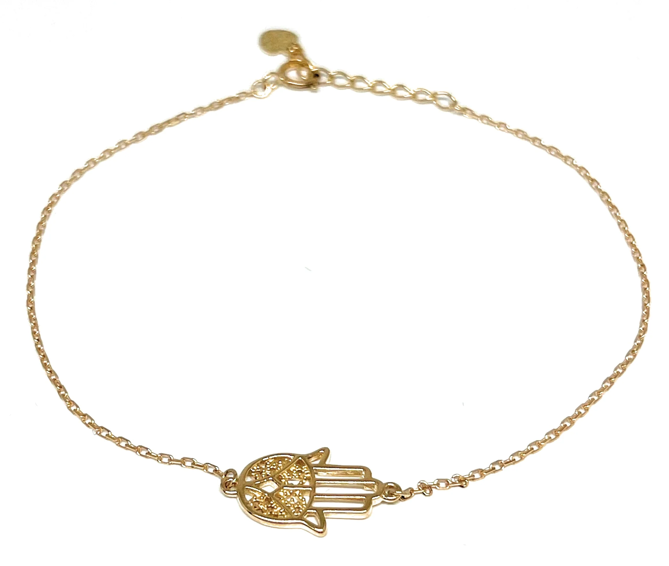 10k Solid Gold HAMSA Hand  Brracelet 8 inch (FC) - Image 2