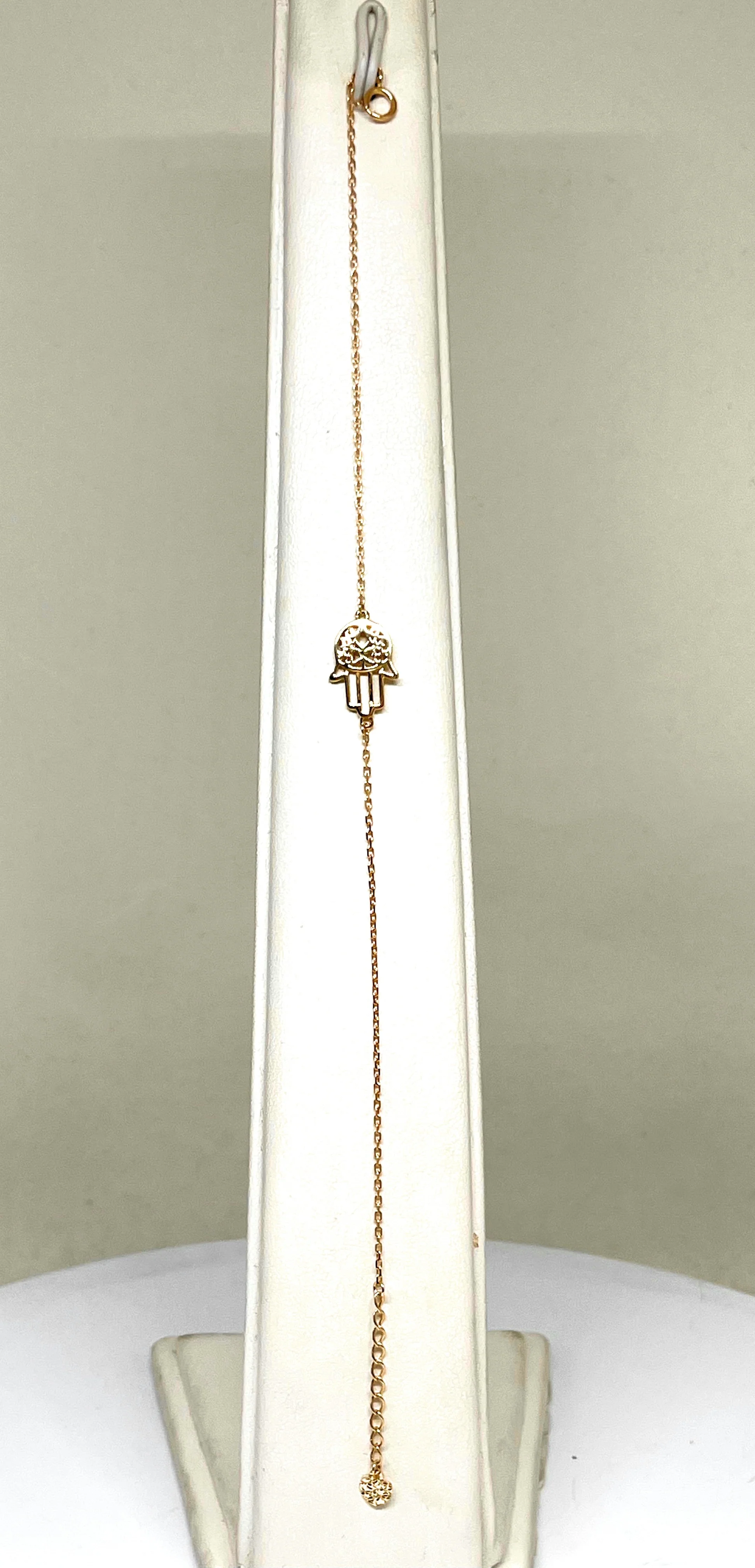 10k Solid Gold HAMSA Hand  Brracelet 8 inch (FC) - Image 3