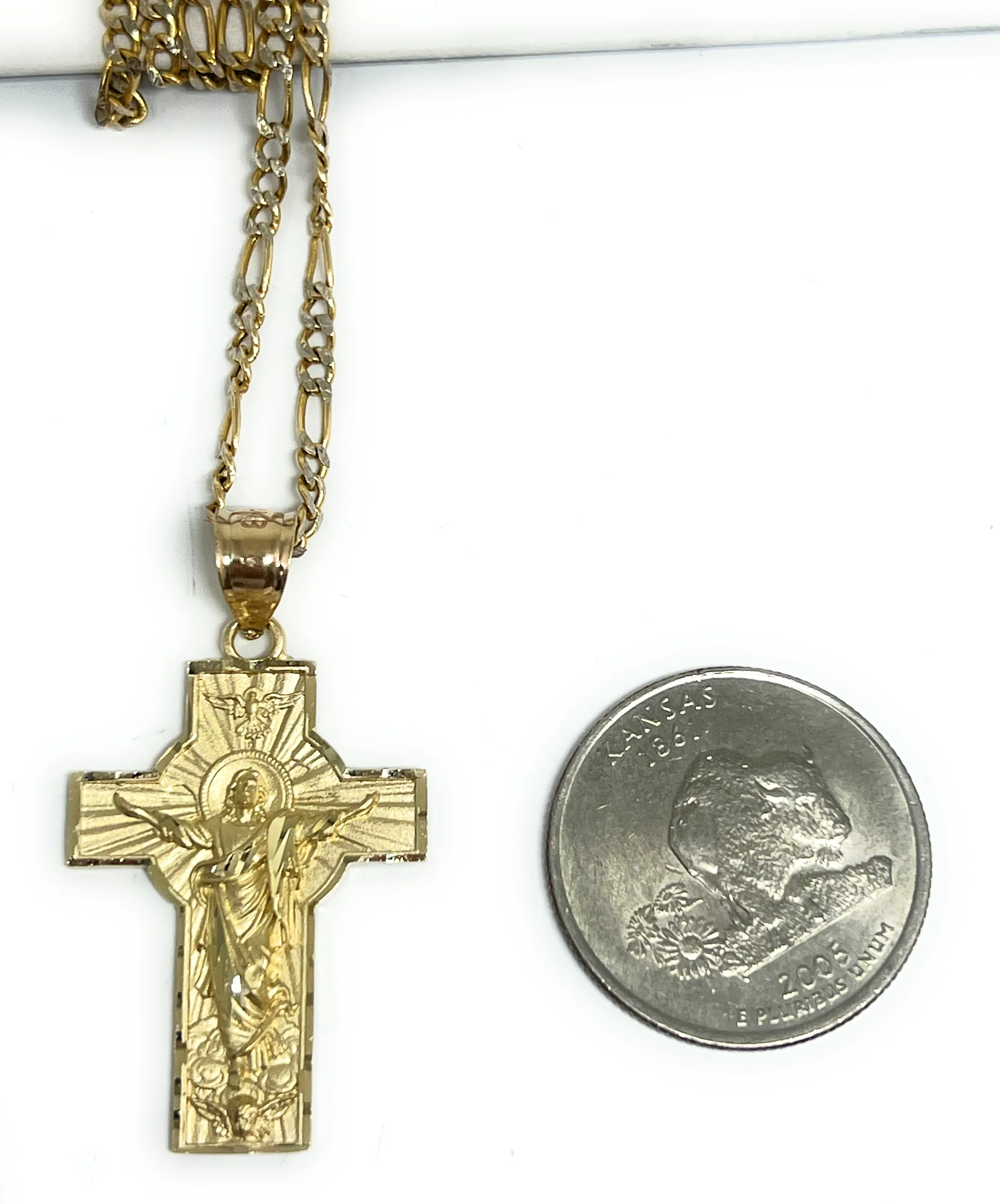 10k Solid Gold Jesus Cross Pendant Necklace Crucifix (SM,MED, LG) - Image 2
