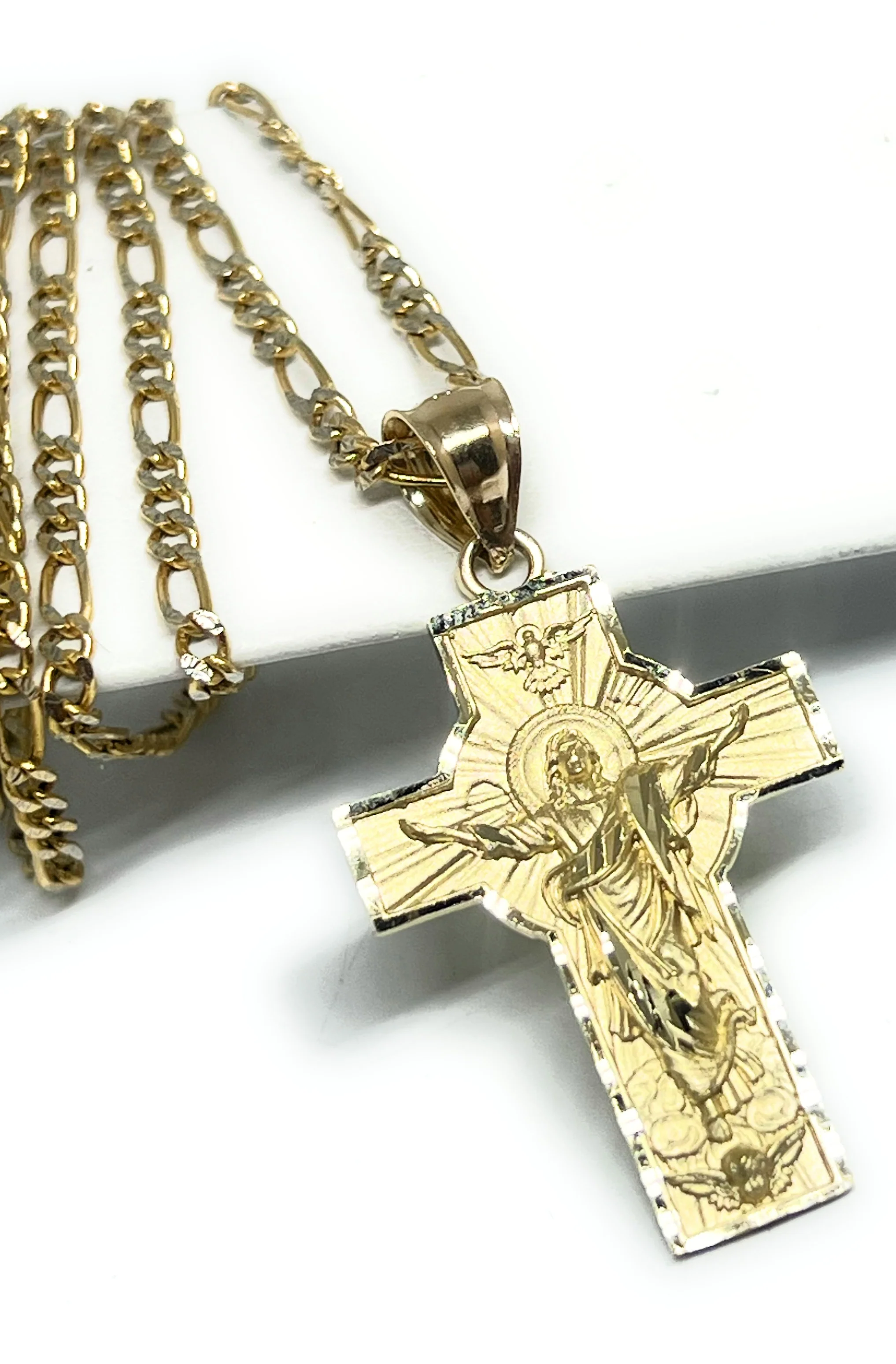 10k Solid Gold Jesus Cross Pendant Necklace Crucifix (SM,MED, LG) - Image 3