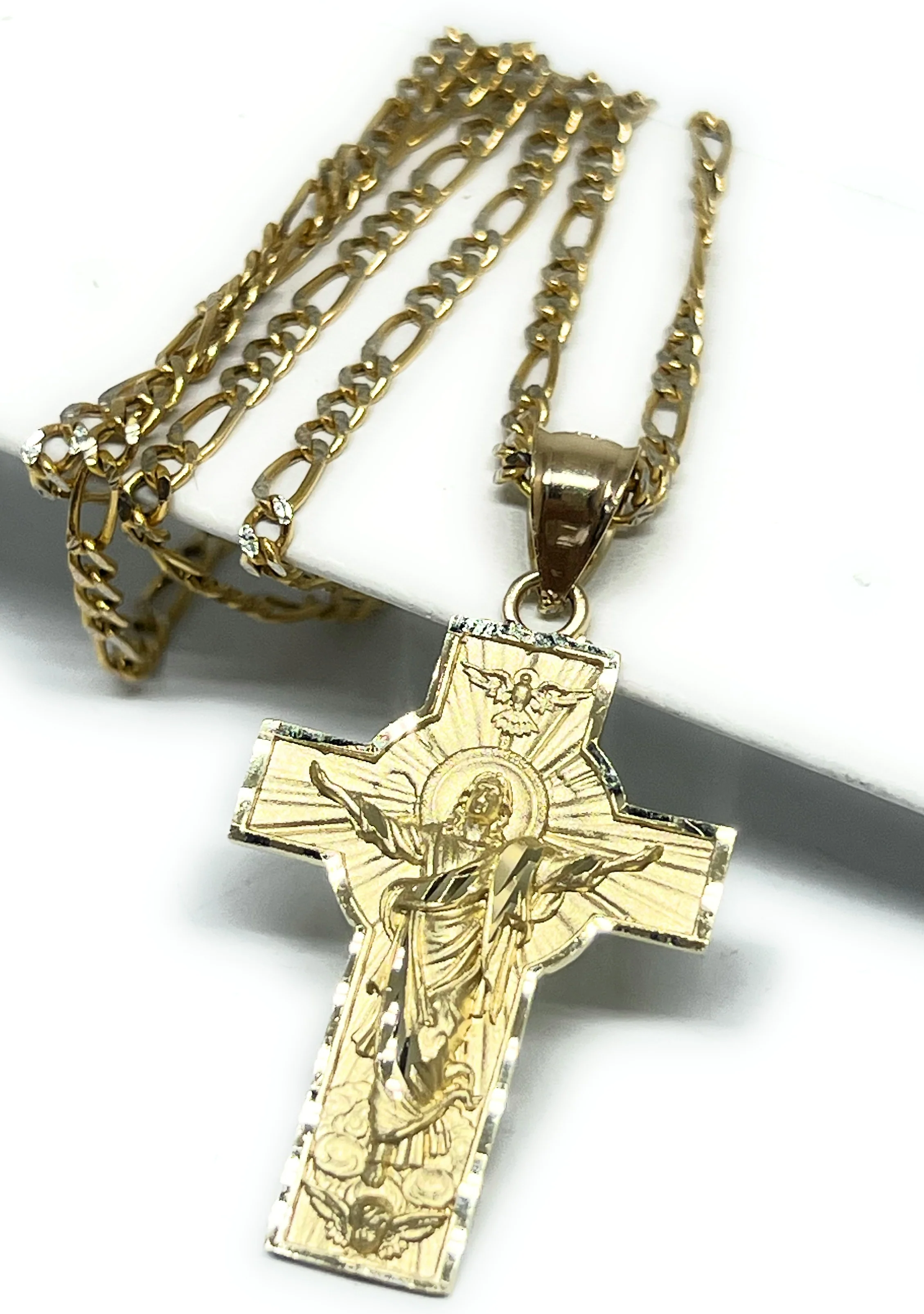 10k Solid Gold Jesus Cross Pendant Necklace Crucifix (SM,MED, LG) - Image 4