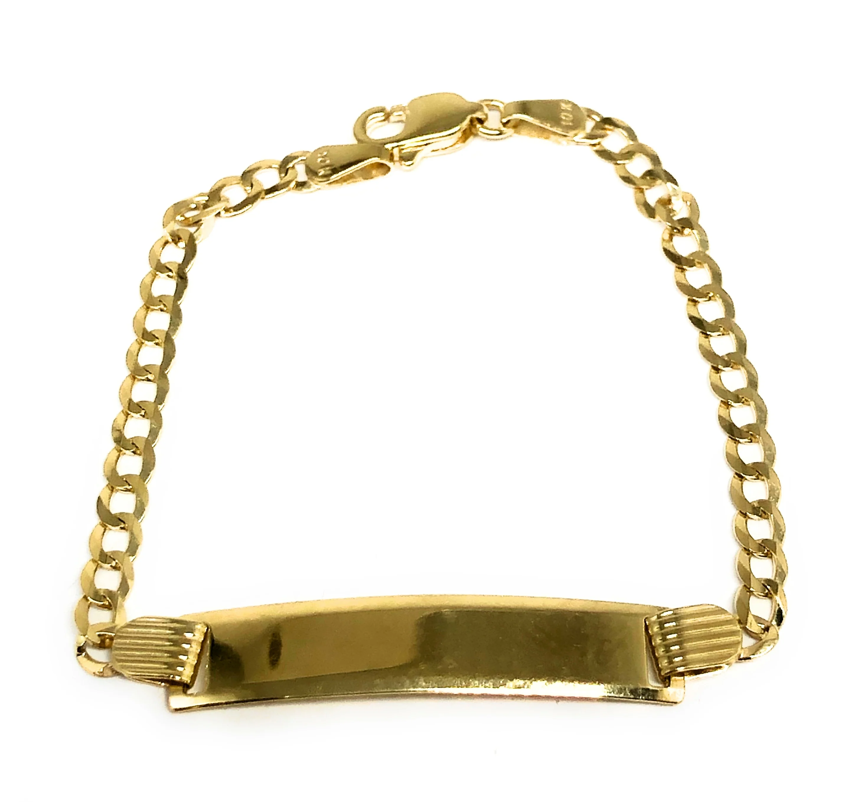 10k Solid Gold Kids 0-6 ID Cuban Link Brracelet 5.5-6 inch length 3-4MM Width (Free Engraving, Email us name!)