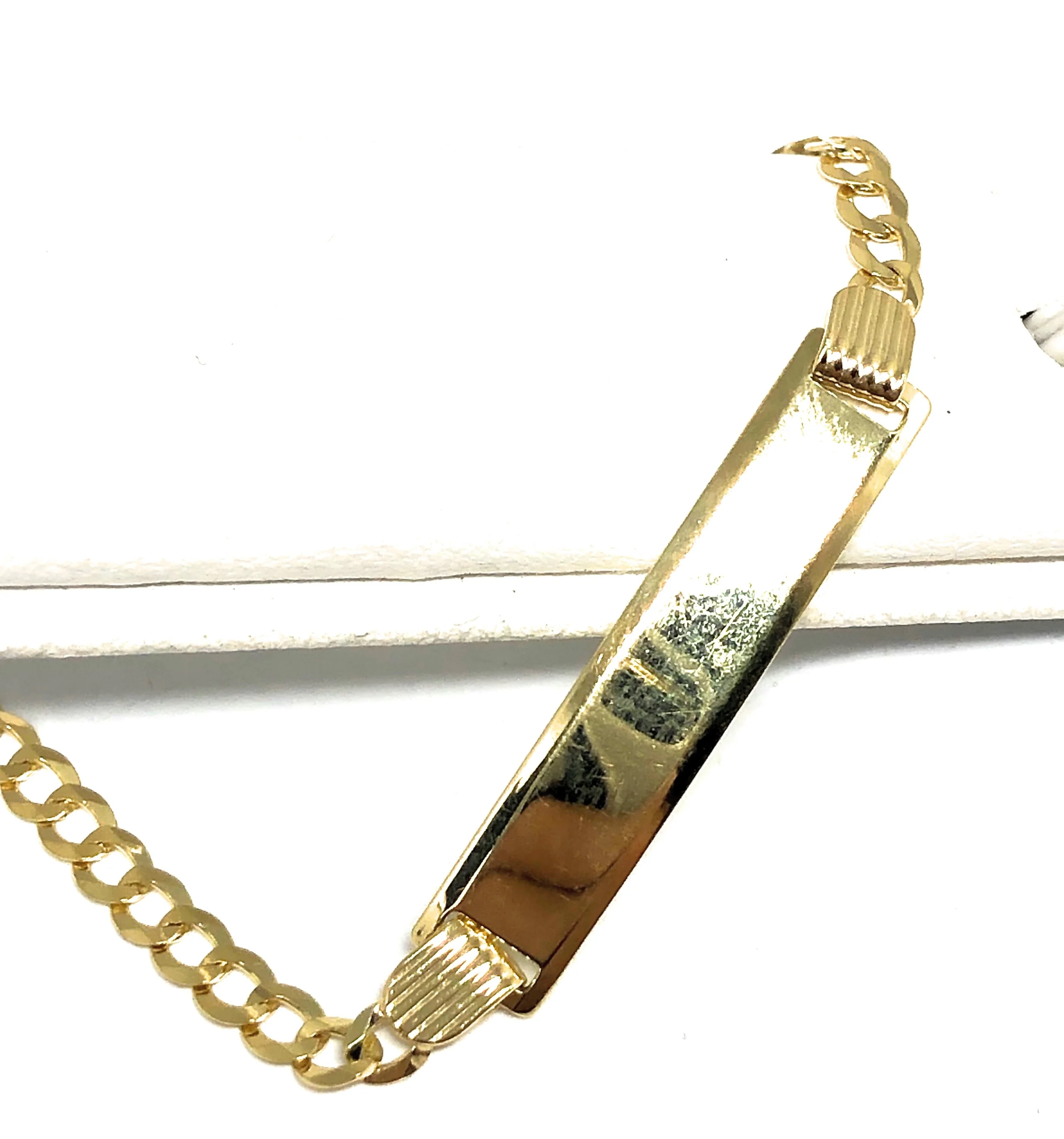 10k Solid Gold Kids 0-6 ID Cuban Link Brracelet 5.5-6 inch length 3-4MM Width (Free Engraving, Email us name!) - Image 3