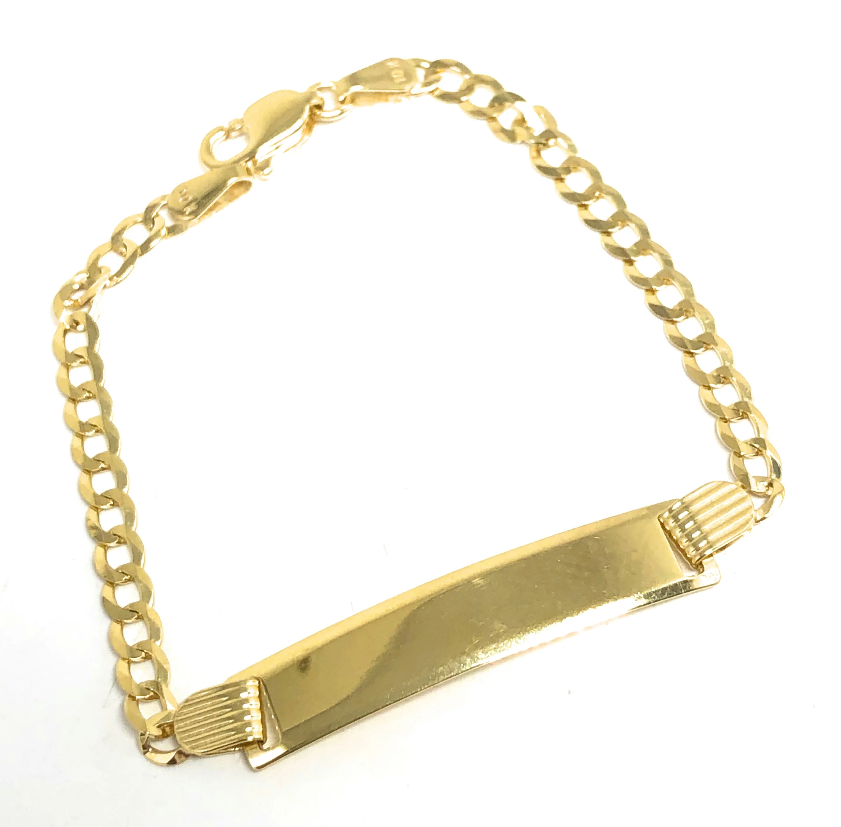10k Solid Gold Kids 0-6 ID Cuban Link Brracelet 5.5-6 inch length 3-4MM Width (Free Engraving, Email us name!) - Image 4