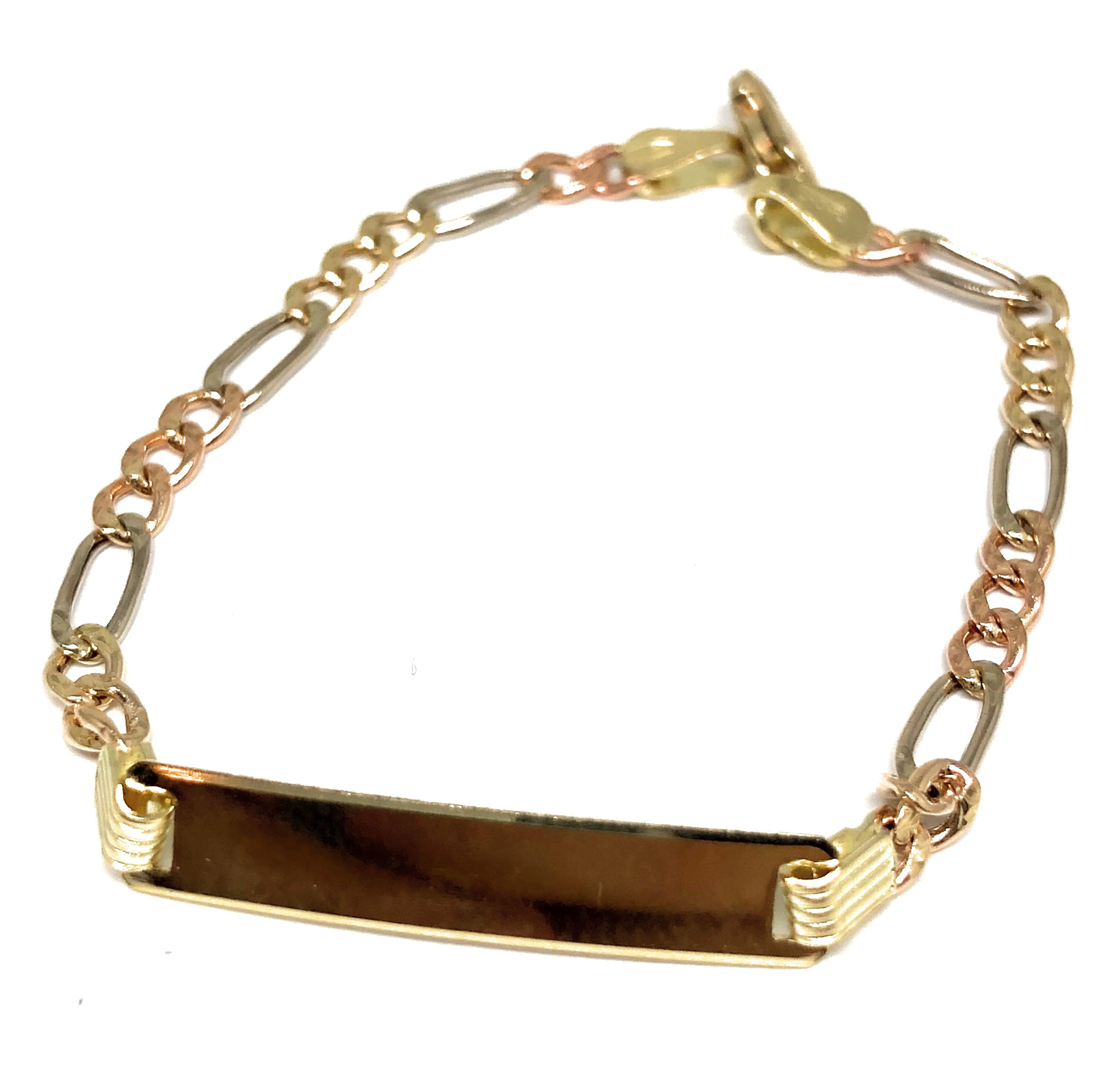 10k Solid Gold Kids 0-8 ID Brracelet 5.5-7 inch length 2.5-4.5mm Width (Free Engraving, Email us name!) Figaro - Image 7