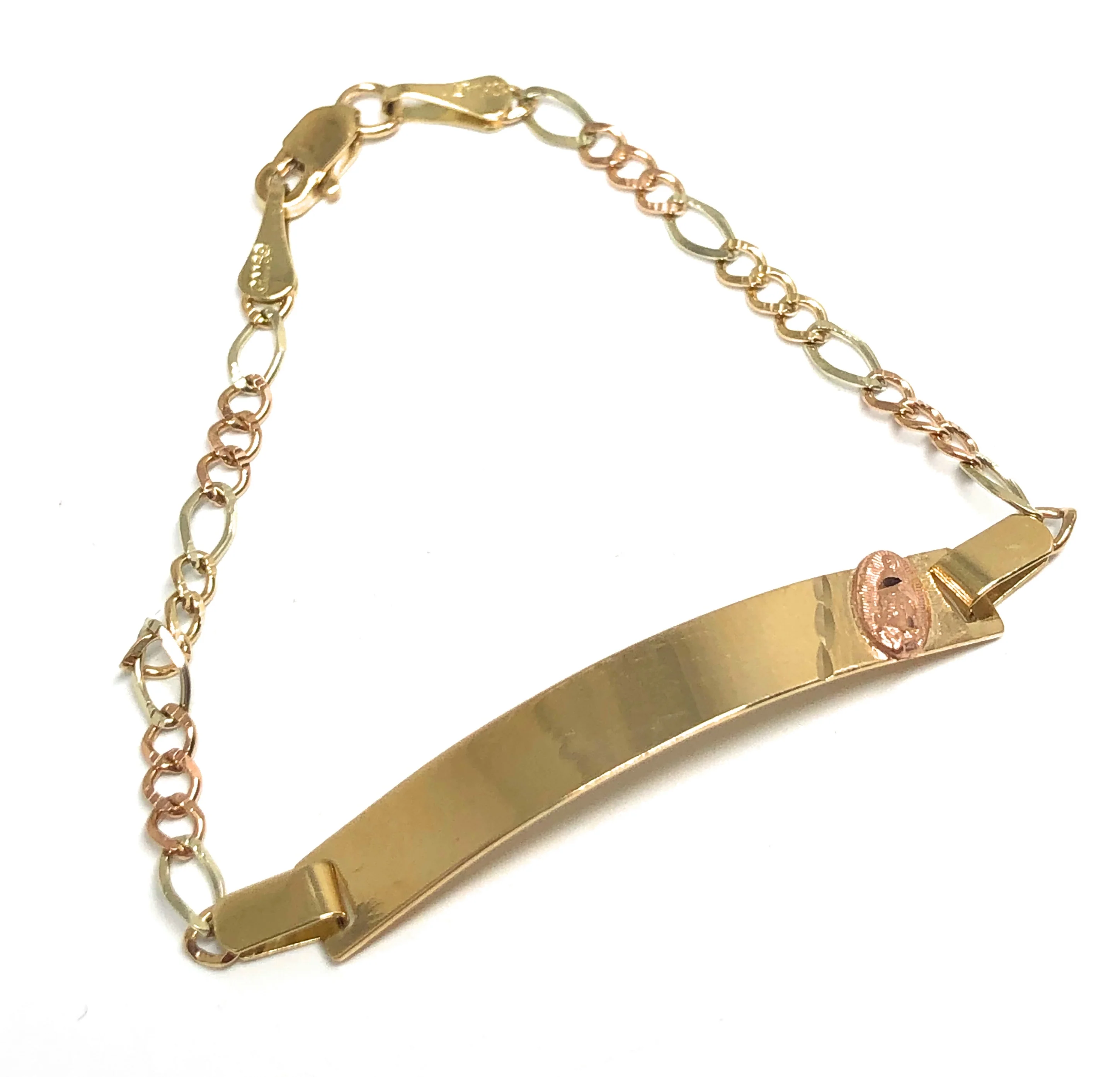 10k Solid Gold Kids 0-8 ID Virrgin Mary Brracelet 6 inch length 3mm Width (Free Engraving, Email us name!) - Image 3