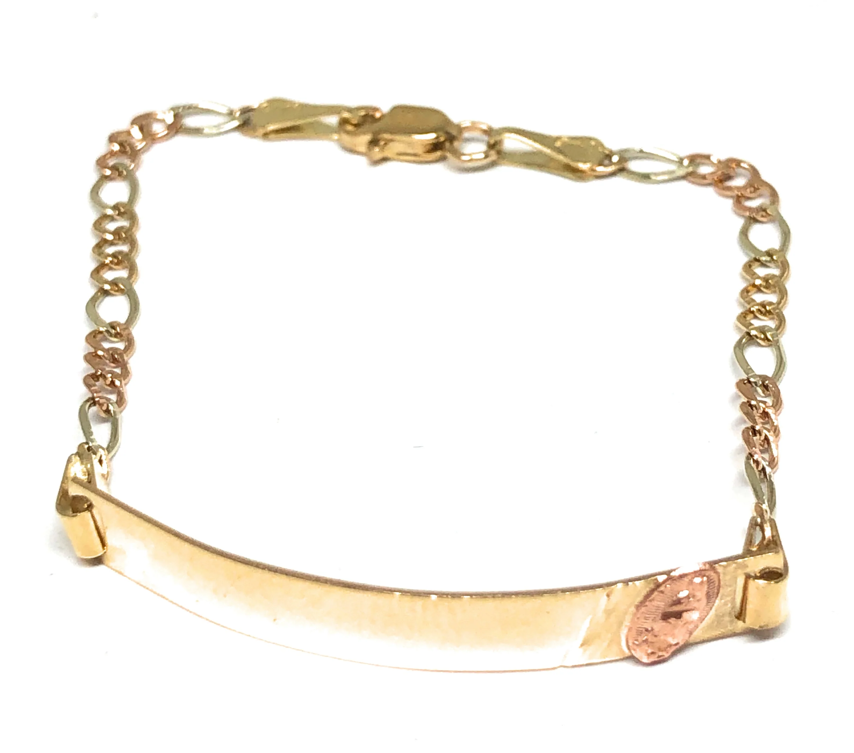 10k Solid Gold Kids 0-8 ID Virrgin Mary Brracelet 6 inch length 3mm Width (Free Engraving, Email us name!) - Image 4