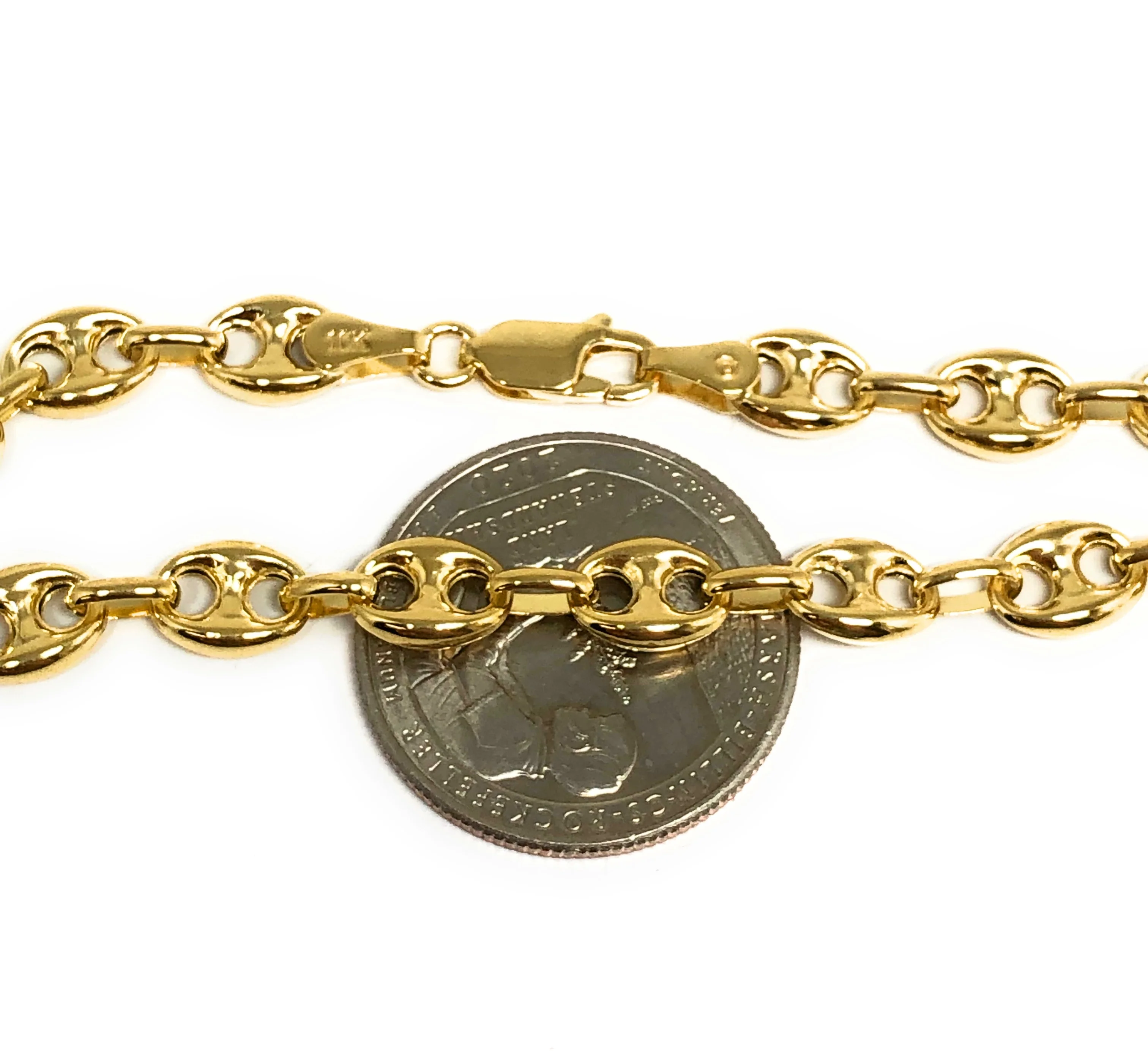 10k Solid Gold Mariner PUFF LINK Braacelet 7-8 inch 4.5-6.5MM (Semi-Hollow Style) - Image 2