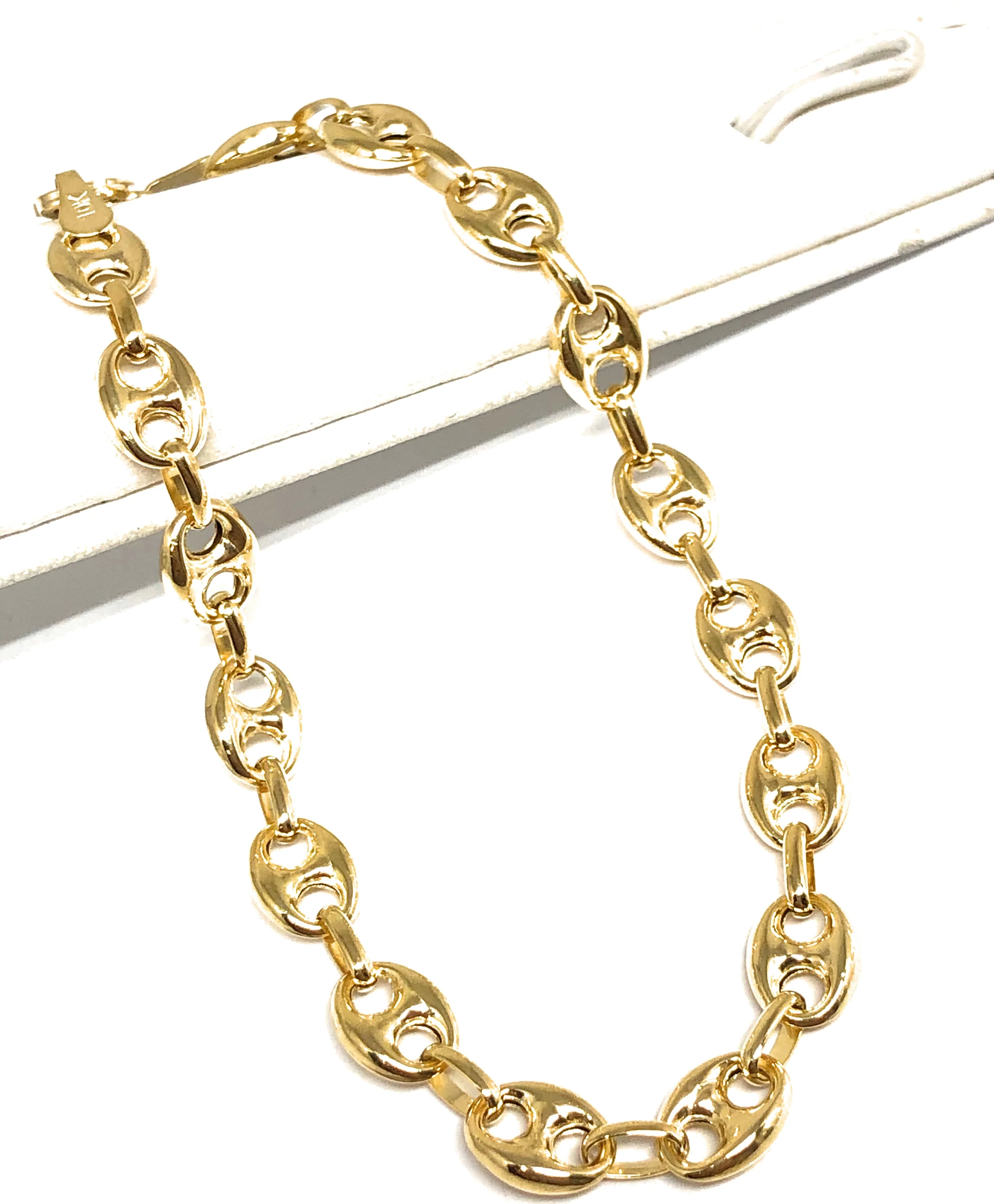 10k Solid Gold Mariner PUFF LINK Braacelet 7-8 inch 4.5-6.5MM (Semi-Hollow Style) - Image 3