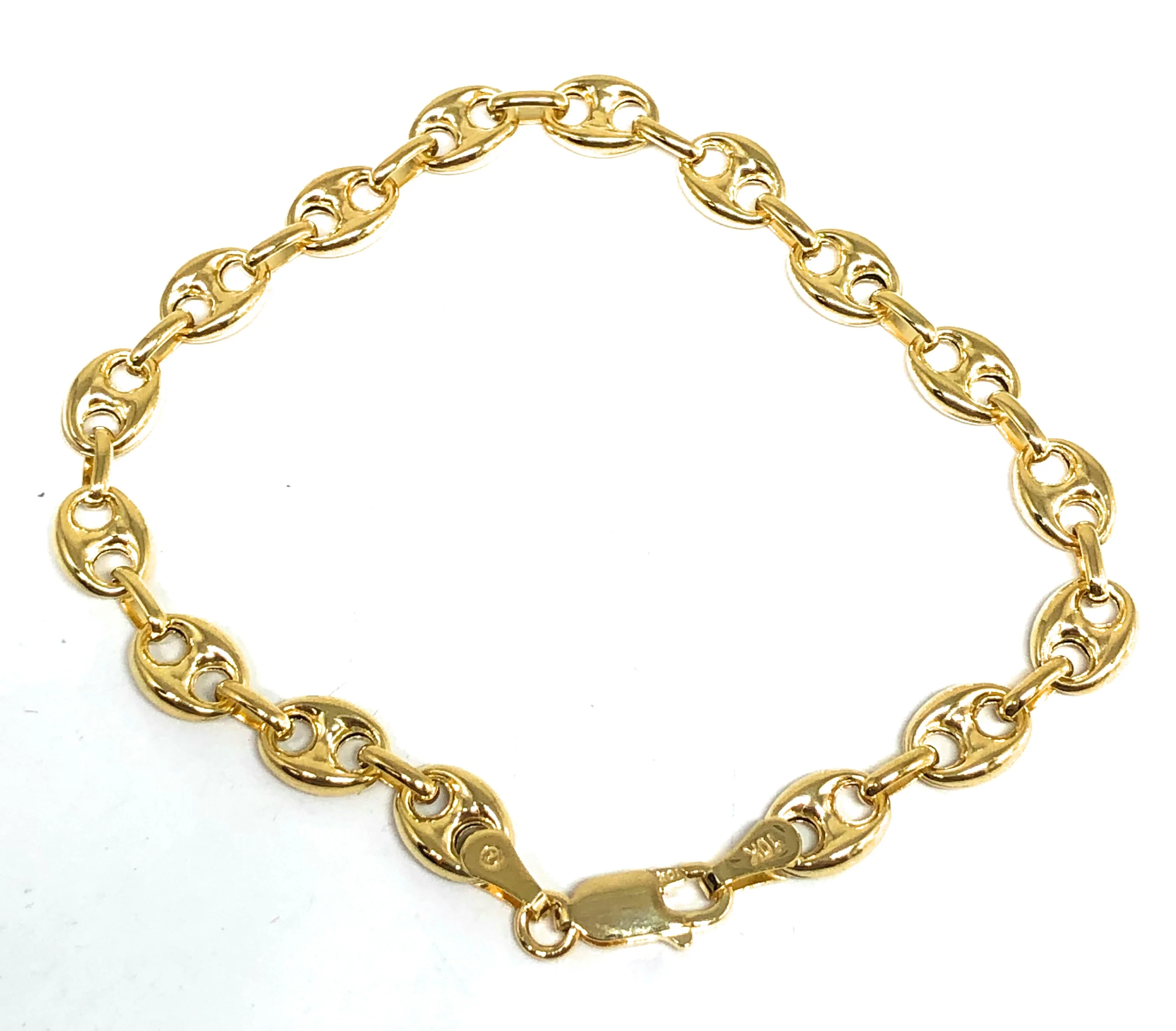 10k Solid Gold Mariner PUFF LINK Braacelet 7-8 inch 4.5-6.5MM (Semi-Hollow Style) - Image 4