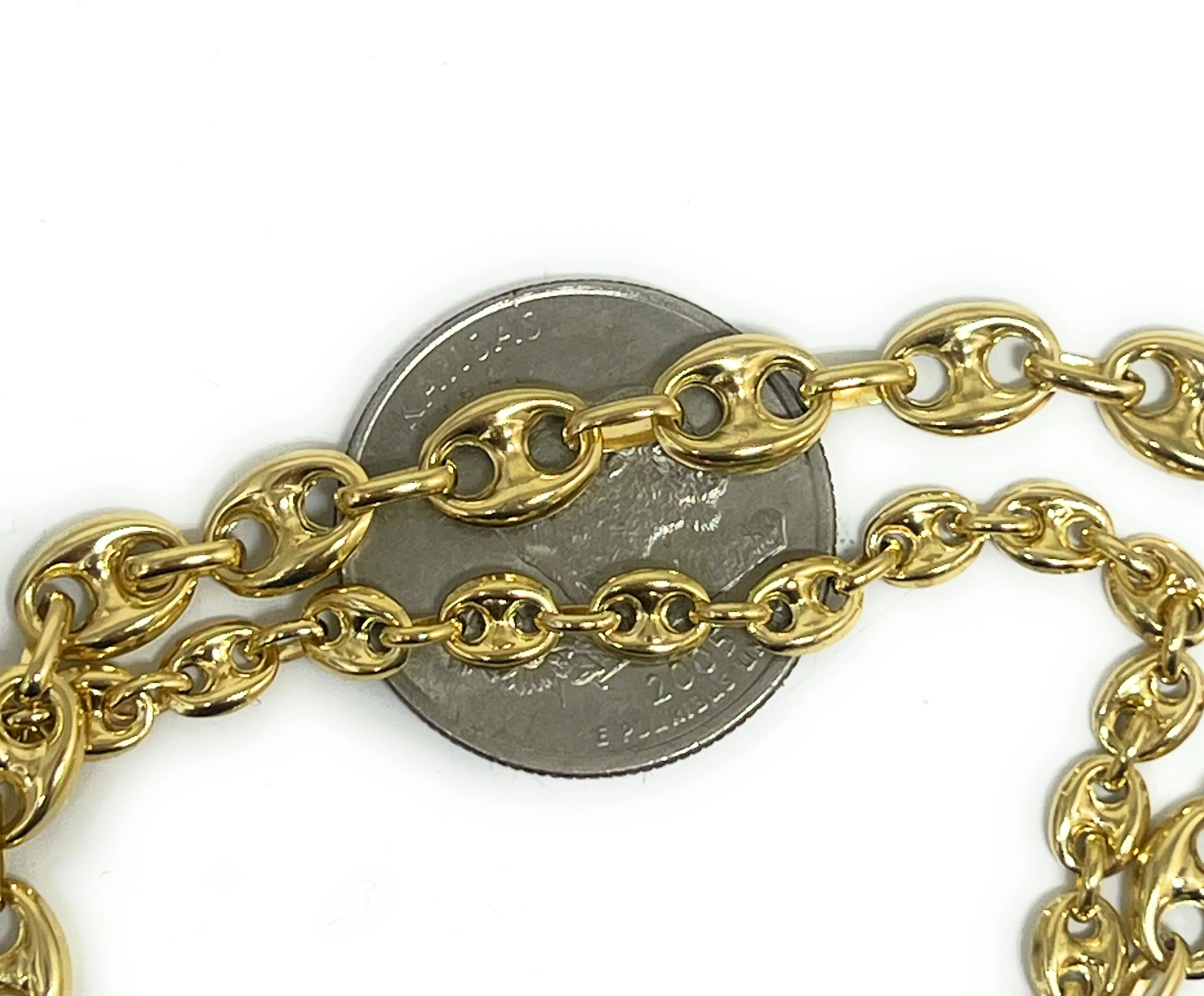 10k Solid Gold Mariner PUFF LINK Braacelet 7-8 inch 4.5-6.5MM (Semi-Hollow Style) - Image 7