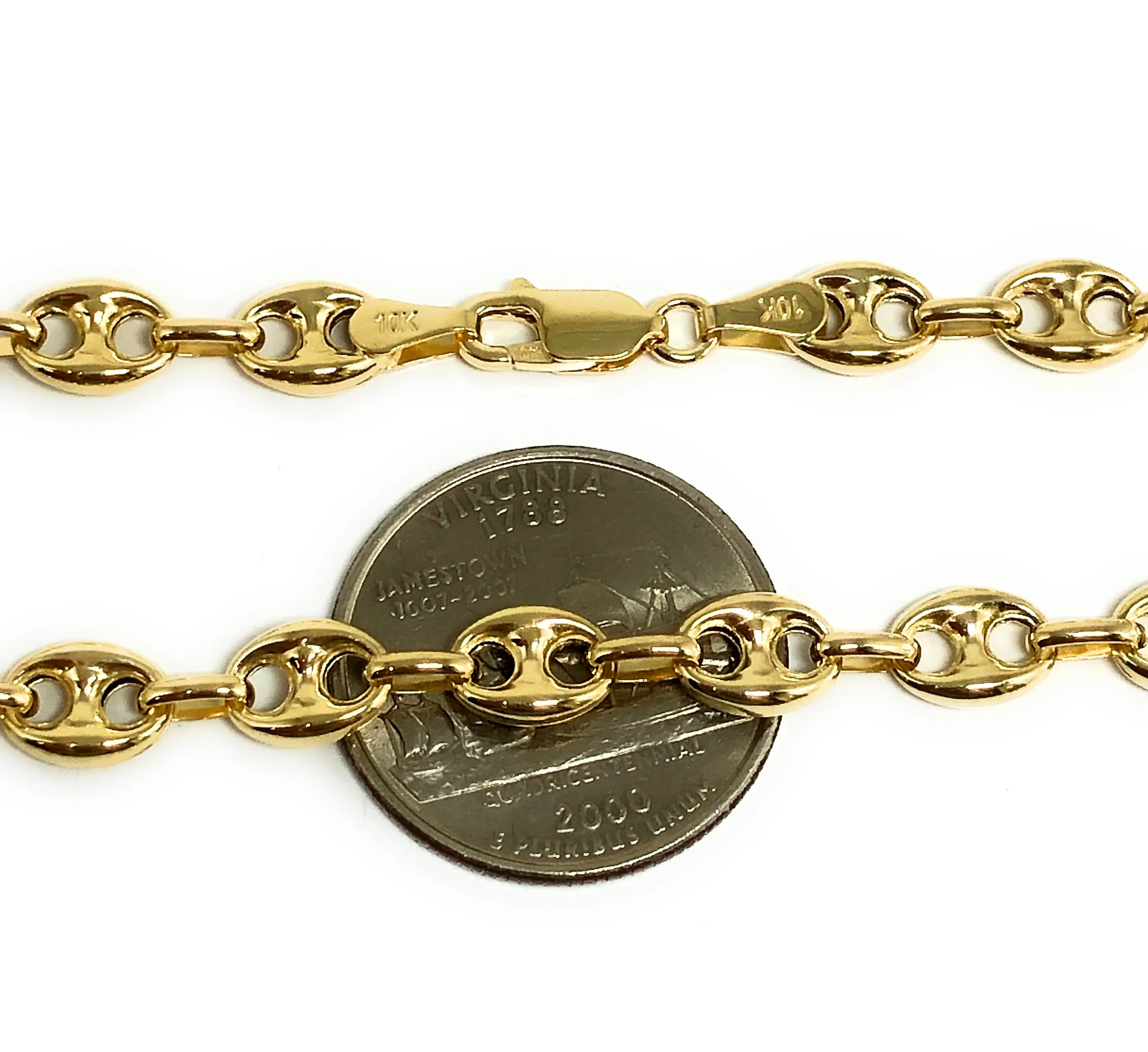 10k Solid Gold Mariner PUFF LINK Chain 18-24 inches 6.5MM (Semi-Hollow Style) - Image 2