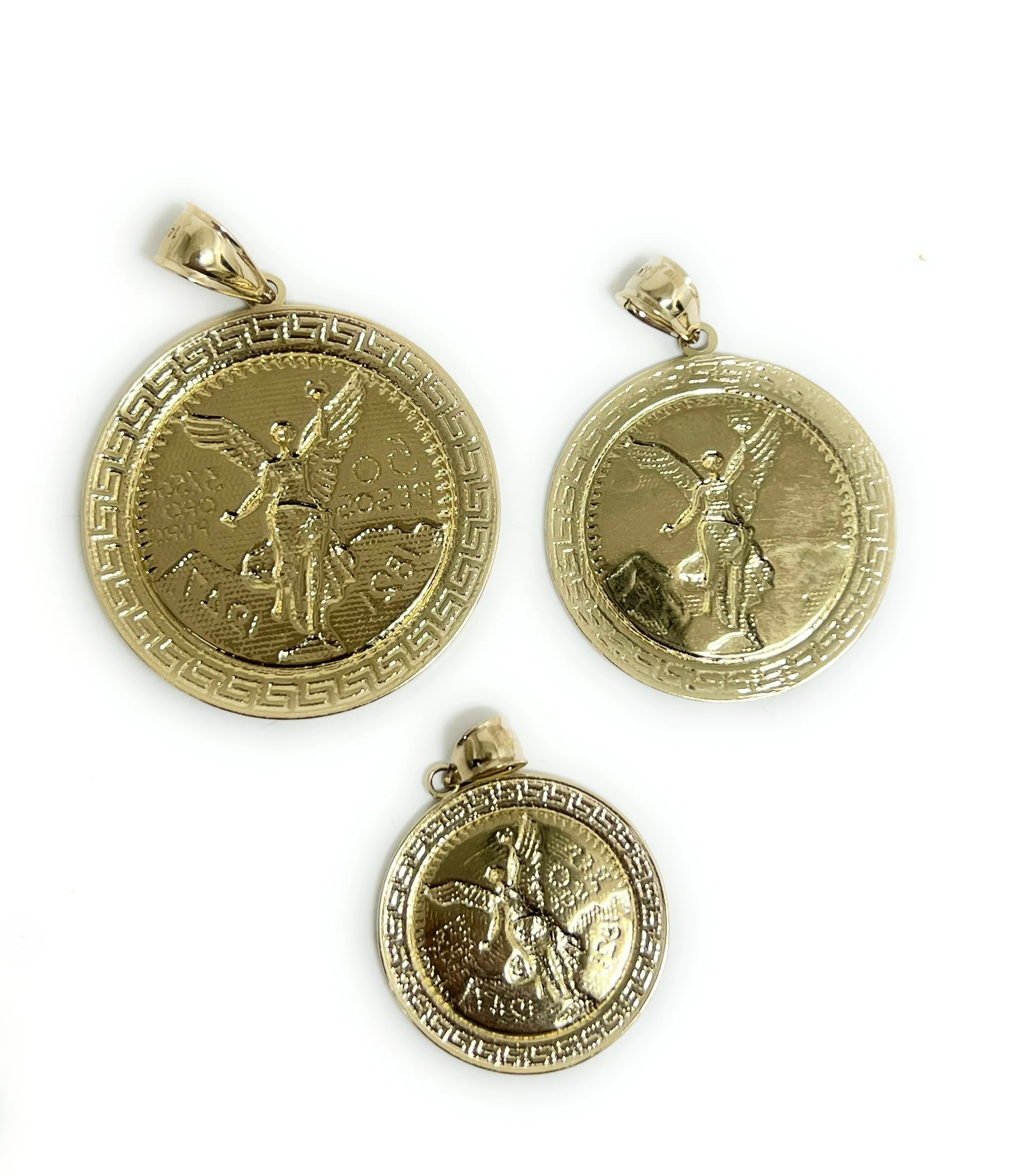 10k Solid Gold Mexican Cenntenario MEANDROS BORDER Pendant Necklace (LG, MED, SM) - Image 8