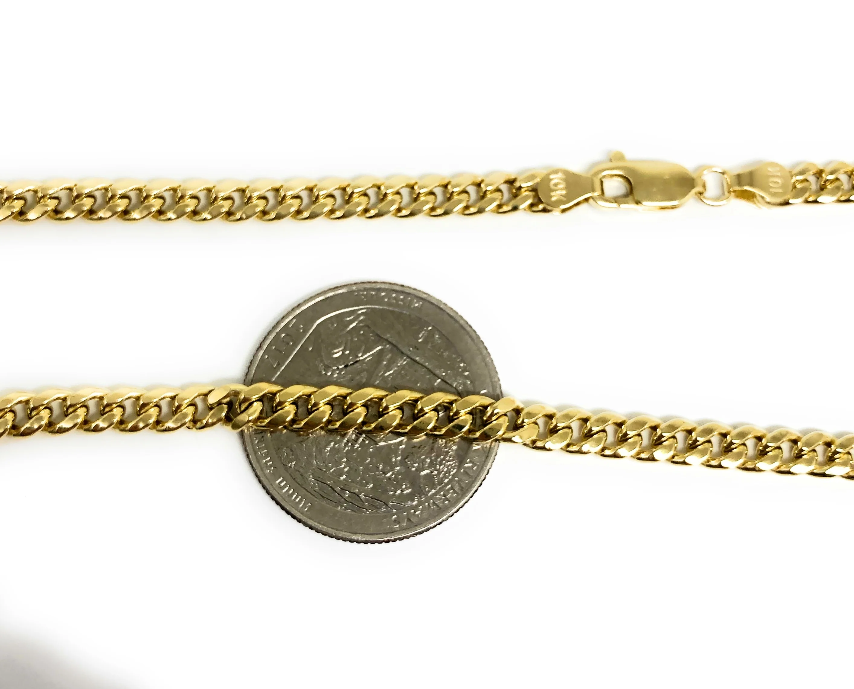 10k Solid Gold Miami Cuban Link Chain 18-30 inches 4.3mm (Semi-Hollow Style) (9-15g) - Image 2