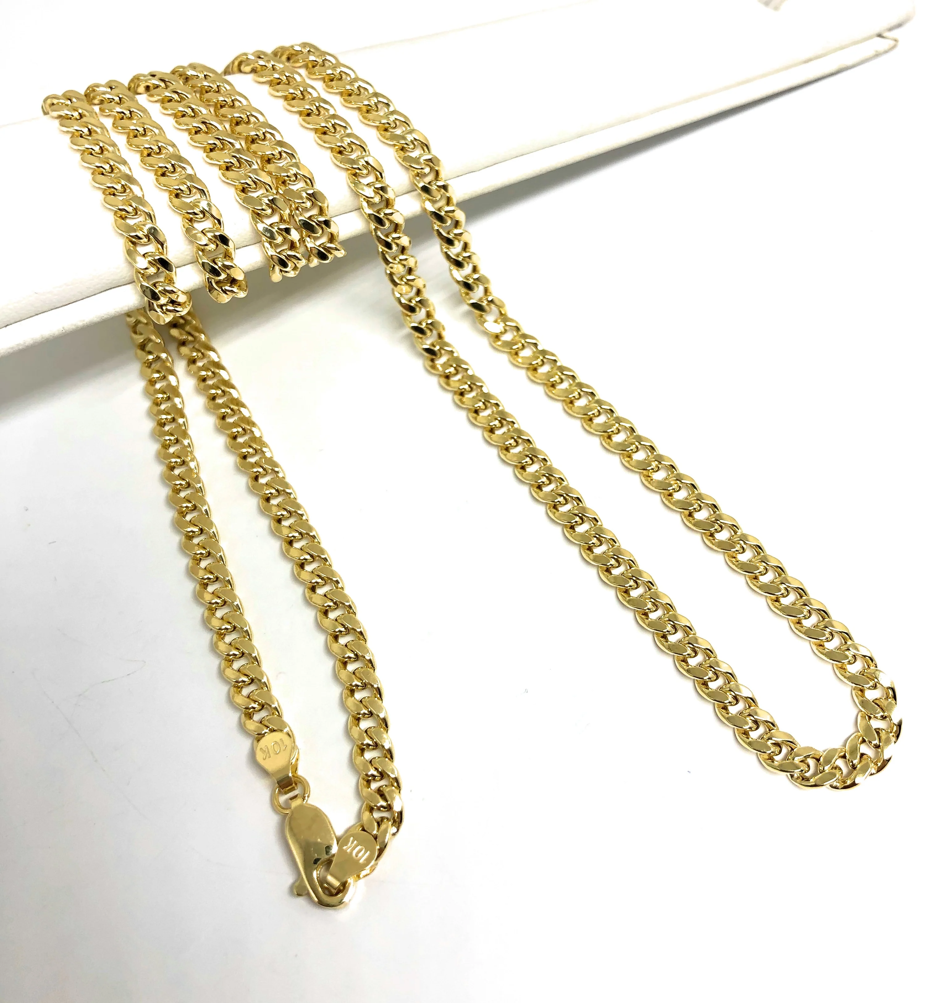 10k Solid Gold Miami Cuban Link Chain 18-30 inches 4.3mm (Semi-Hollow Style) (9-15g) - Image 3