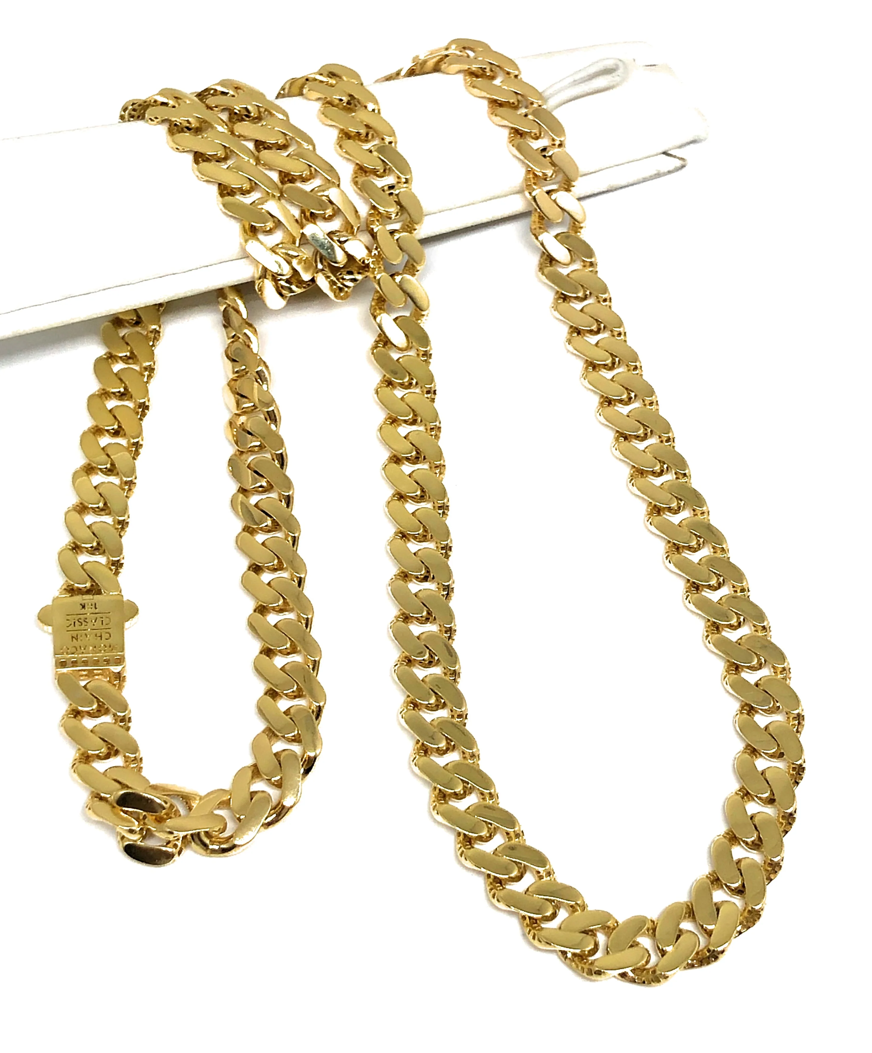 10k Solid Gold Monaco Miami Cuban Link Chain 18-26 inches 7.7mm (Semi-Hollow) 19-26g