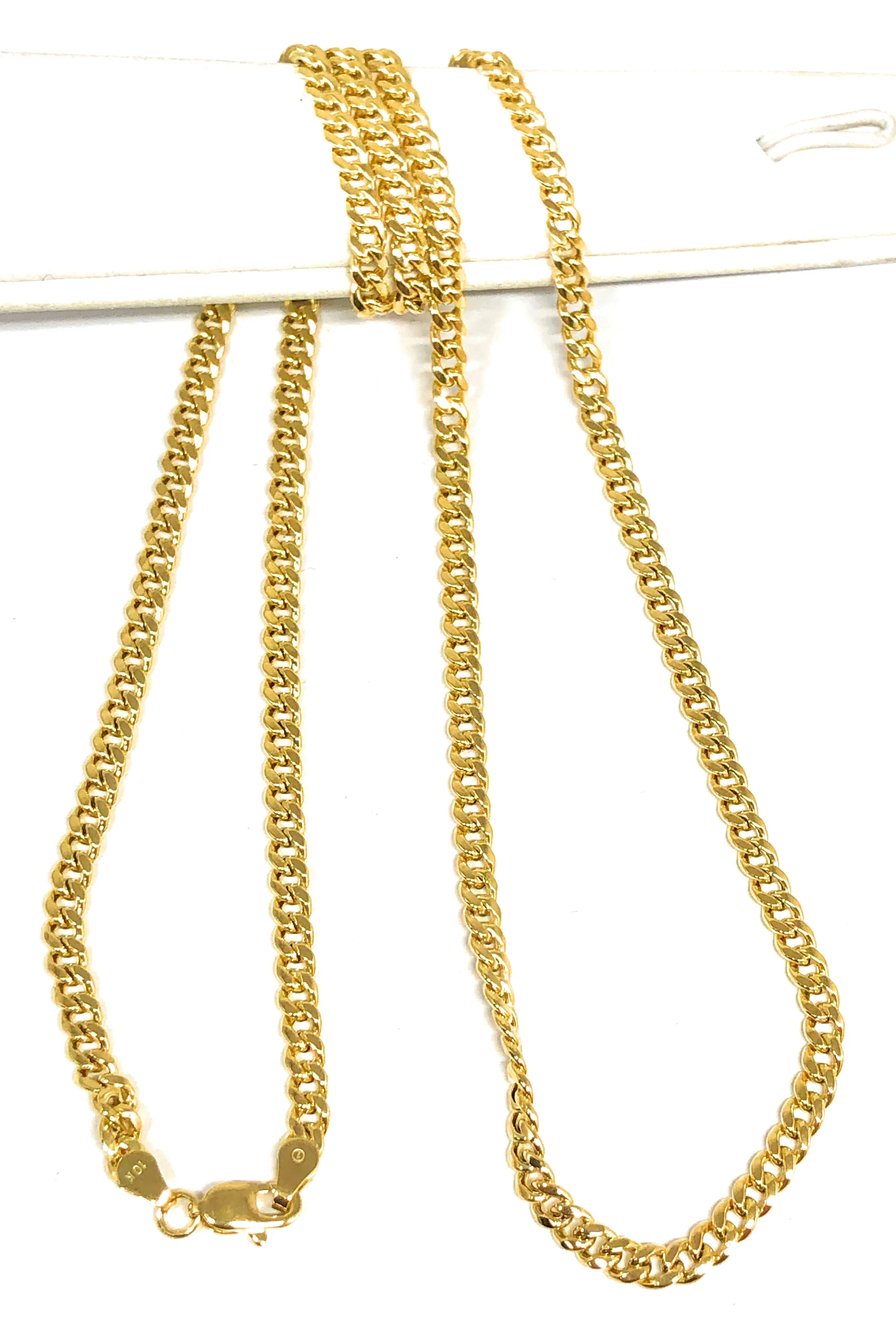 10k Solid Gold Miami Cuban Link Chain 18-28 inches 3.6mm (Semi-Hollow Style)