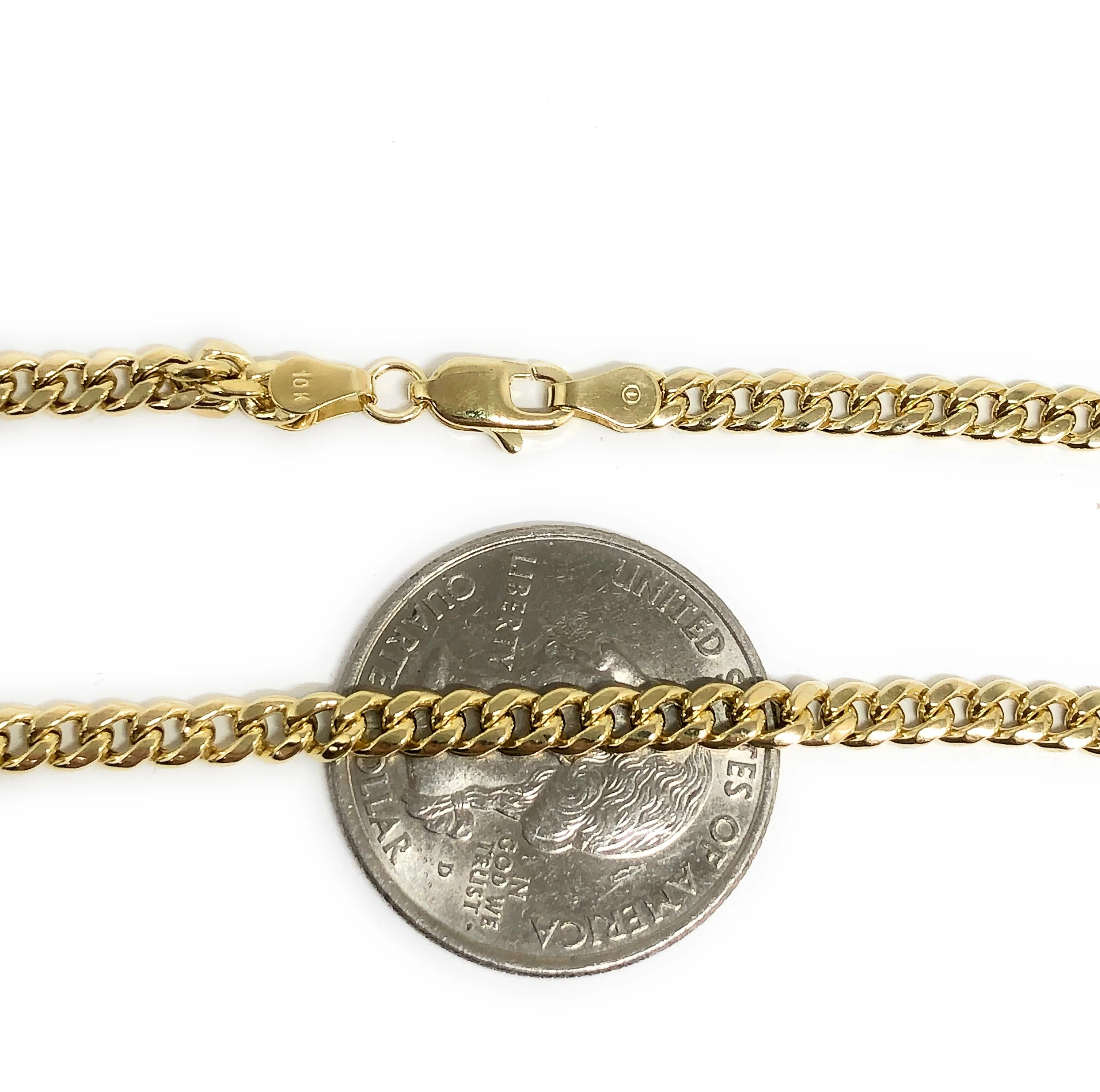 10k Solid Gold Miami Cuban Link Chain 18-28 inches 3.6mm (Semi-Hollow Style) - Image 2