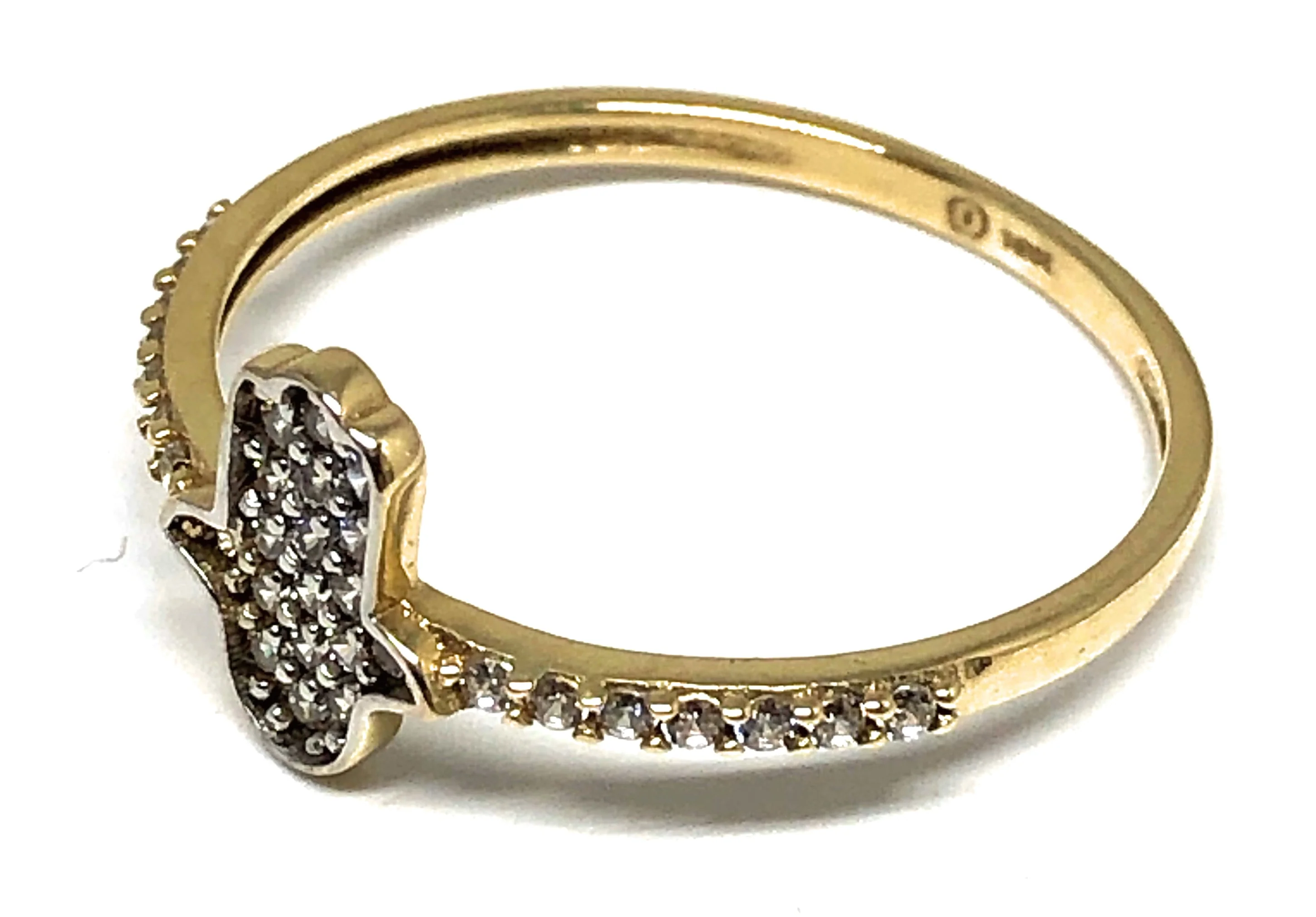 10k Solid Gold MINI HAMSA HAND CZ Ring - Image 2