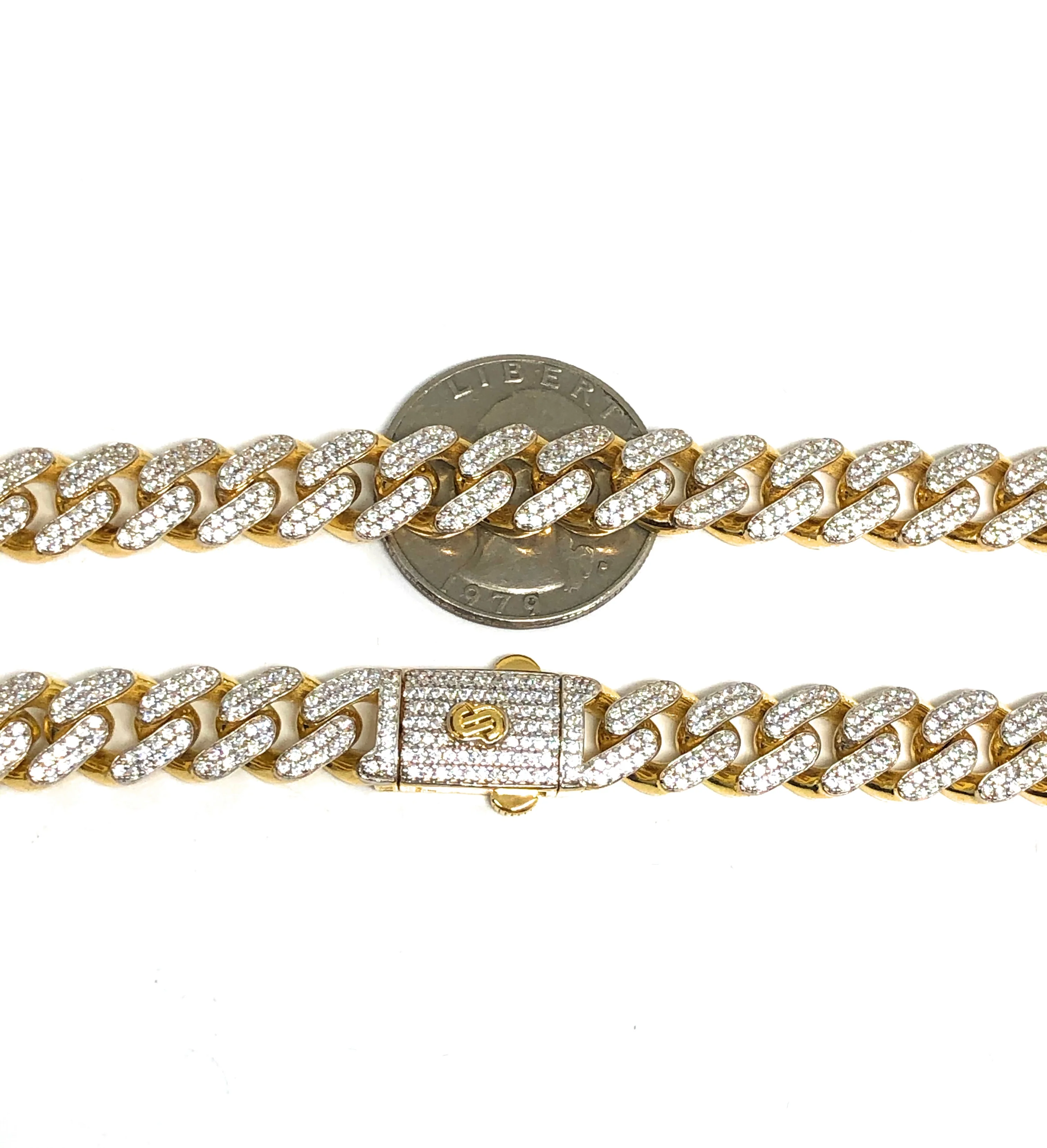 10k Solid Gold Monaco SWAROVSKI CZ Miami Cuban Link Chain 24-26 inches 11mm (Semi-Hollow) 58-64g - Image 2