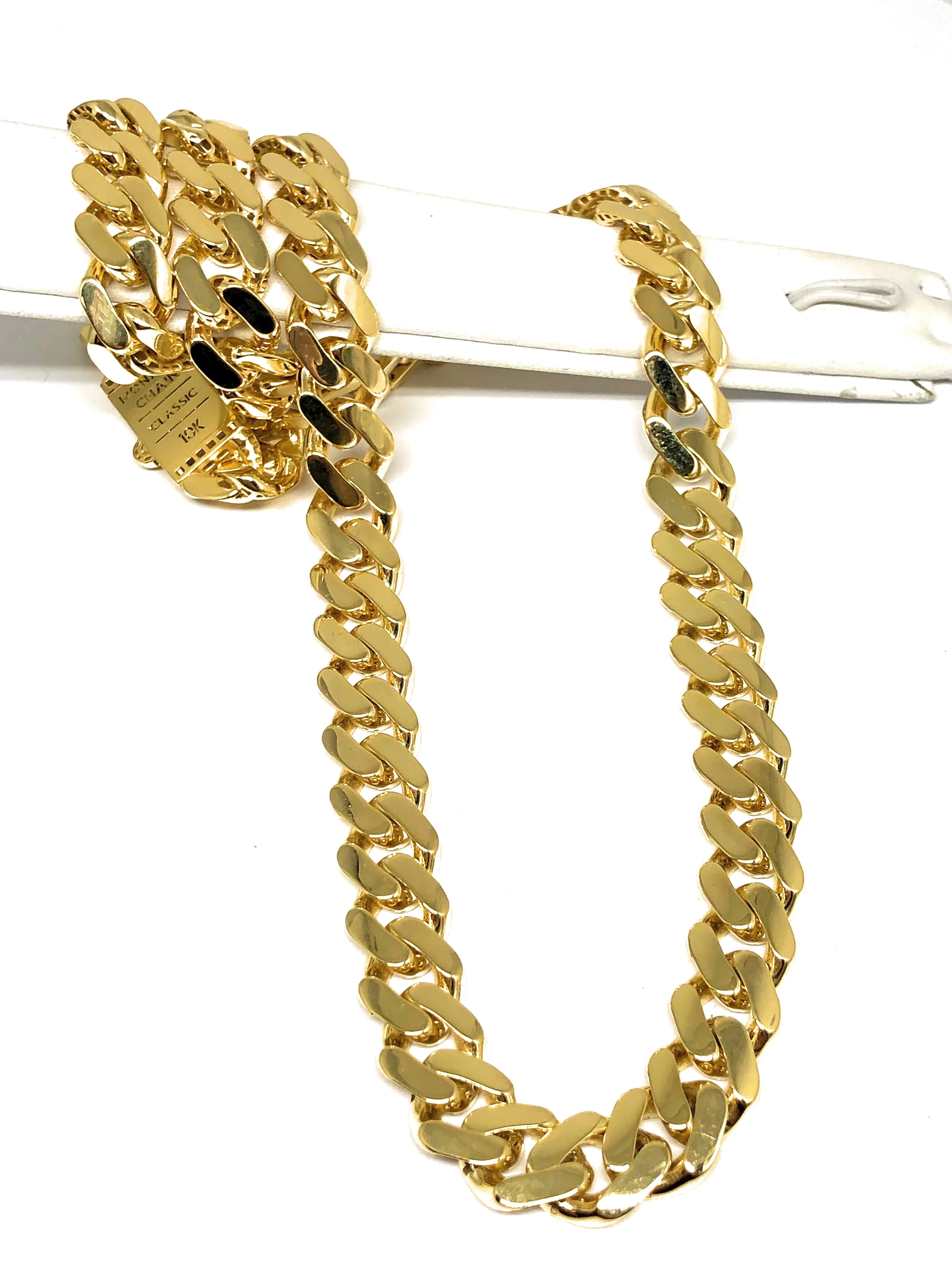 10k Solid Gold Monaco Miami Cuban Link Chain 24-26 inches 11.3mm (Semi-Hollow)
