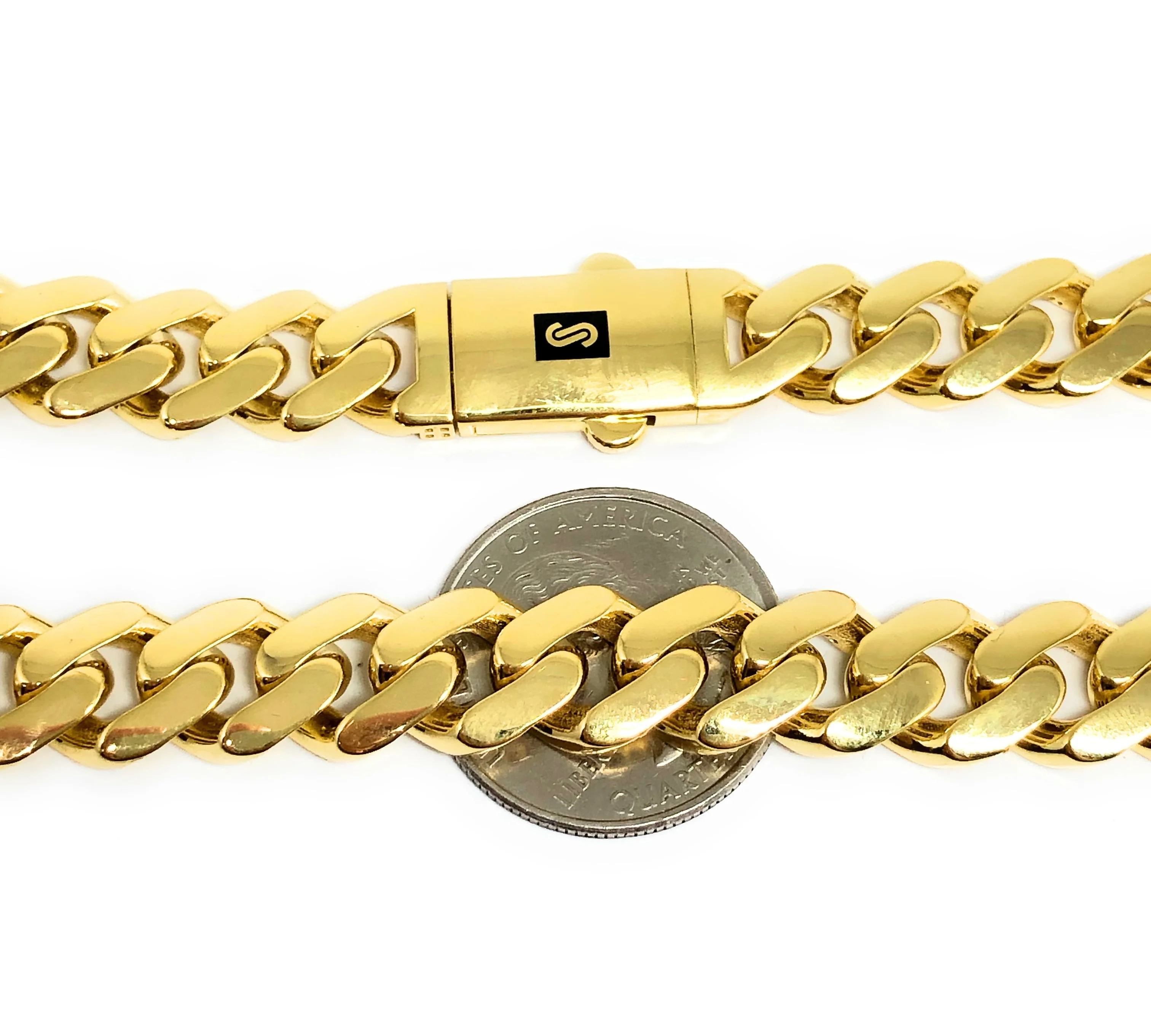 10k Solid Gold Monaco Miami Cuban Link Chain 24-26 inches 11.3mm (Semi-Hollow) - Image 2