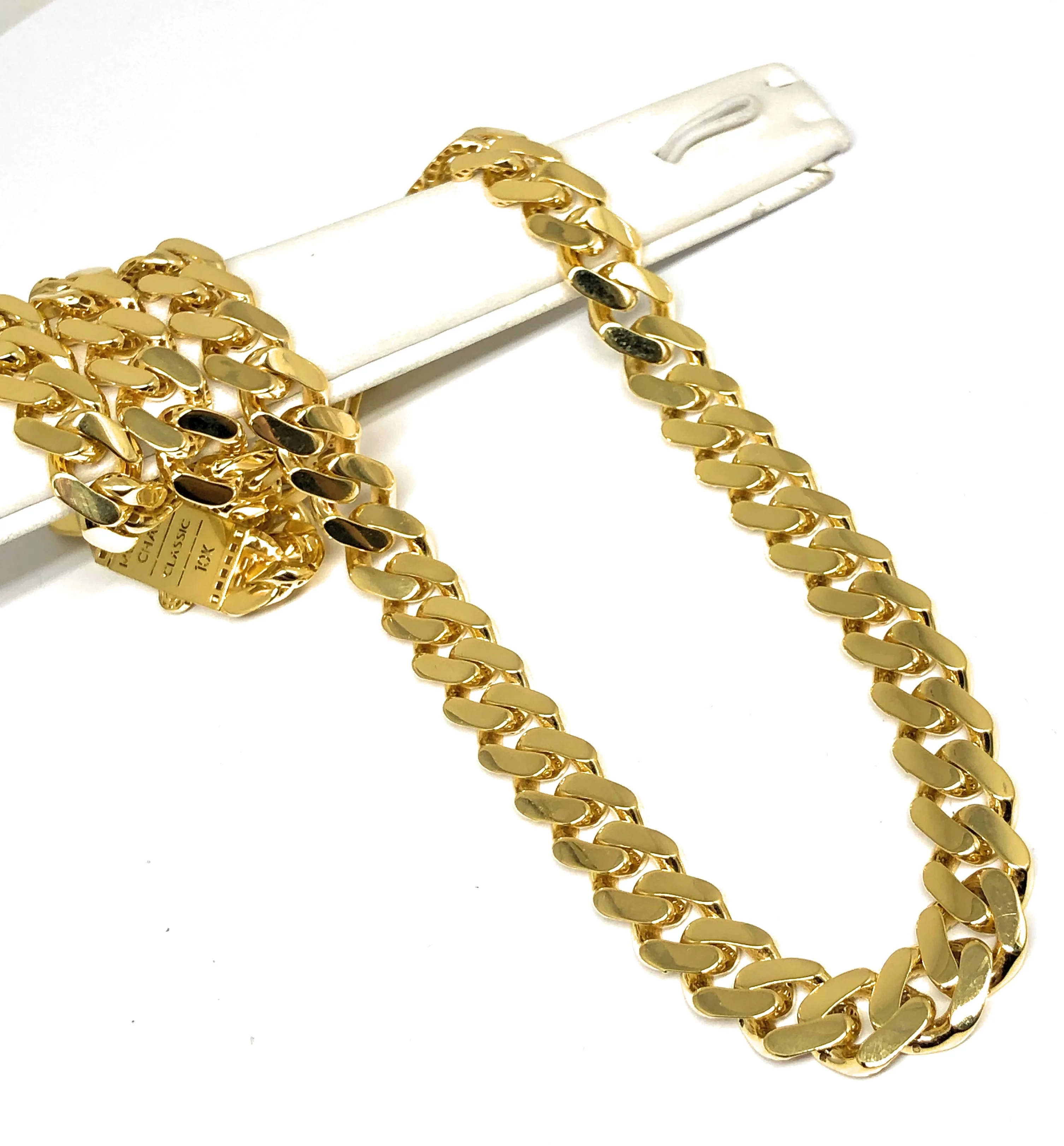 10k Solid Gold Monaco Miami Cuban Link Chain 24-26 inches 11.3mm (Semi-Hollow) - Image 3