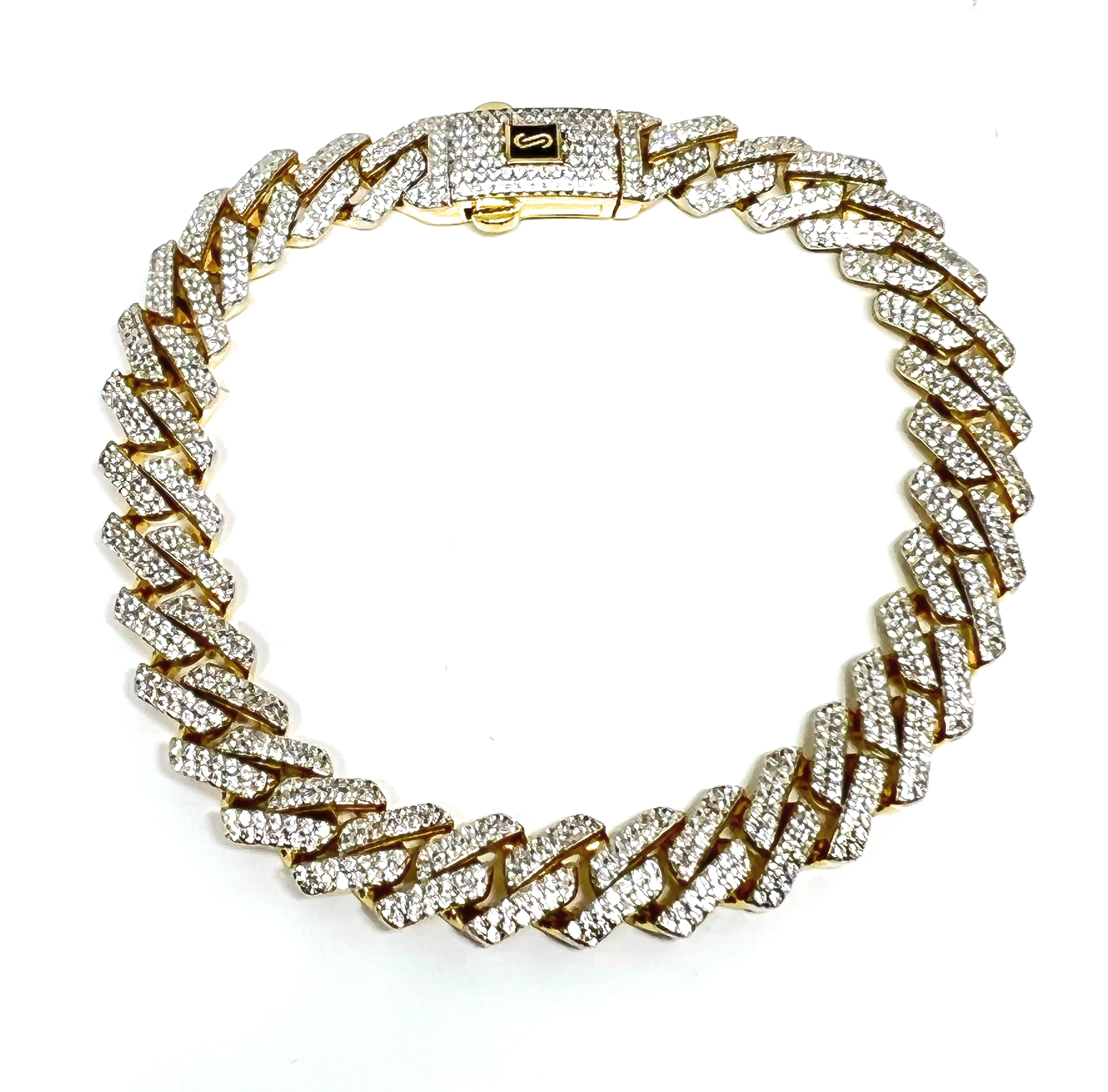 10k Solid Gold Monaco SWAROVSKI CZ EDGE Miami Cuban Link Brracelet 8-8.5 inches 9.5mm (Semi-Hollow) (17-18g) - Image 4