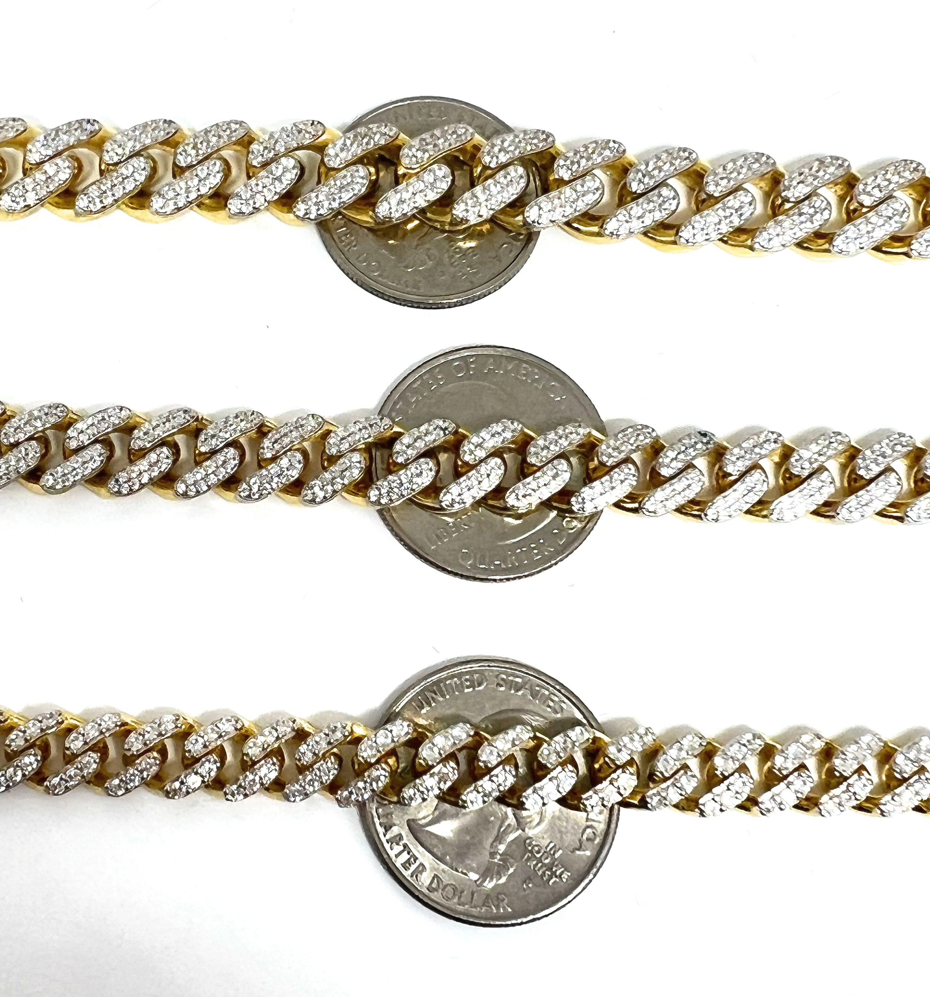 10k Solid Gold Monaco SWAROVSKI CZ Miami Cuban Link Brracelet 8-8.5 inches 8,9.5,11mm (Semi-Hollow) (13-22g) - Image 2