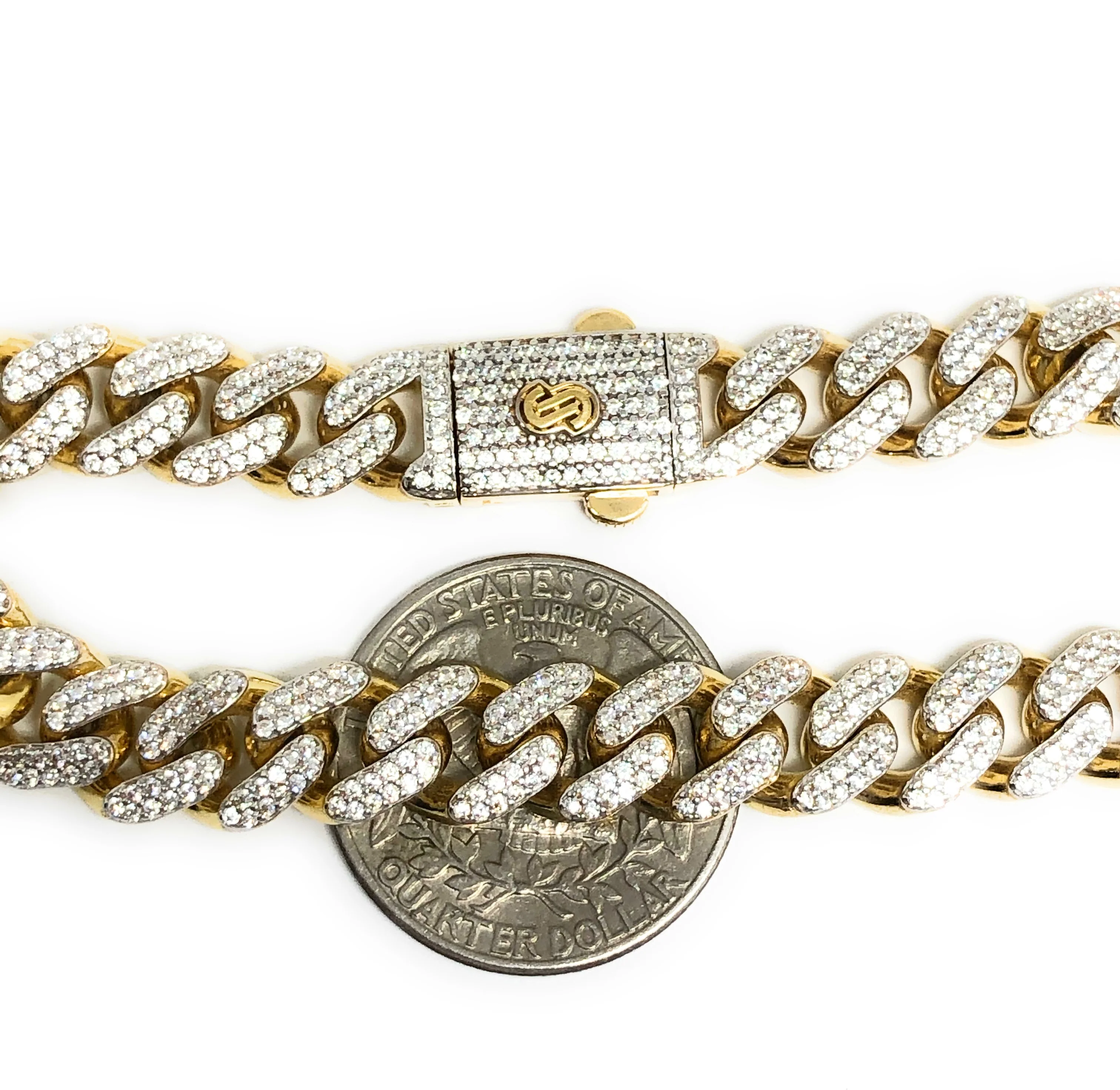 10k Solid Gold Monaco SWAROVSKI CZ Miami Cuban Link Brracelet 8-8.5 inches 8,9.5,11mm (Semi-Hollow) (13-22g) - Image 4
