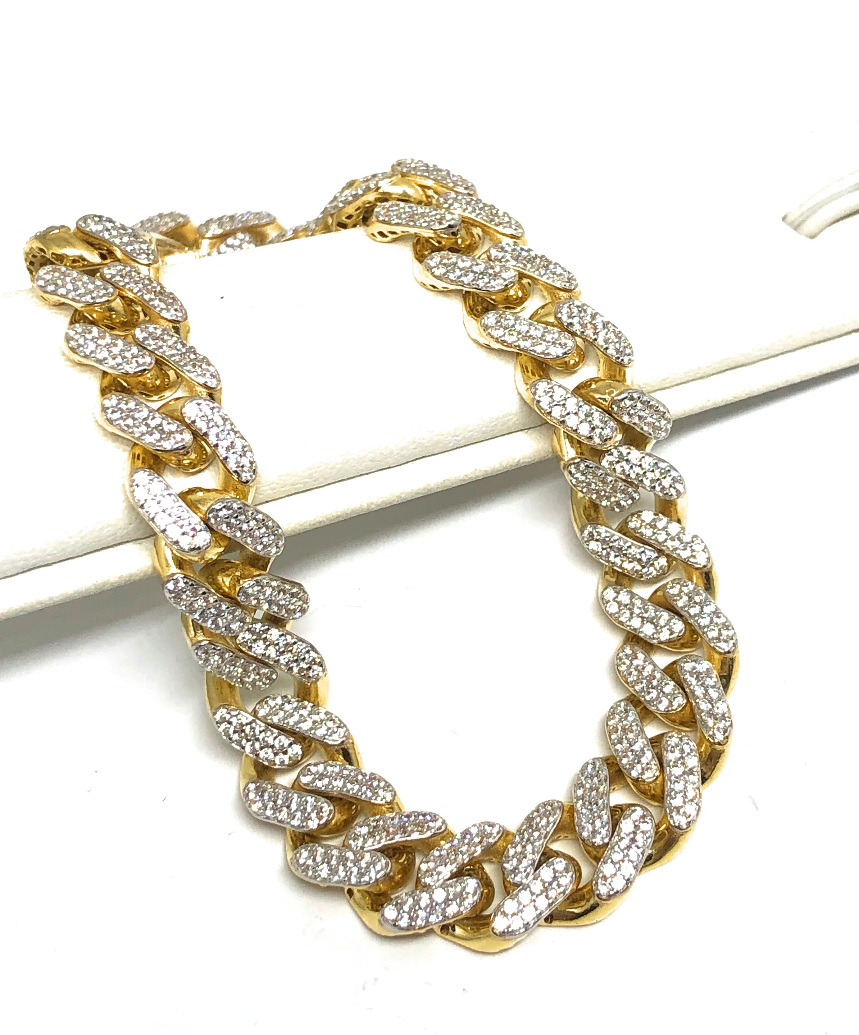 10k Solid Gold Monaco SWAROVSKI CZ Miami Cuban Link Brracelet 8-8.5 inches 8,9.5,11mm (Semi-Hollow) (13-22g) - Image 5