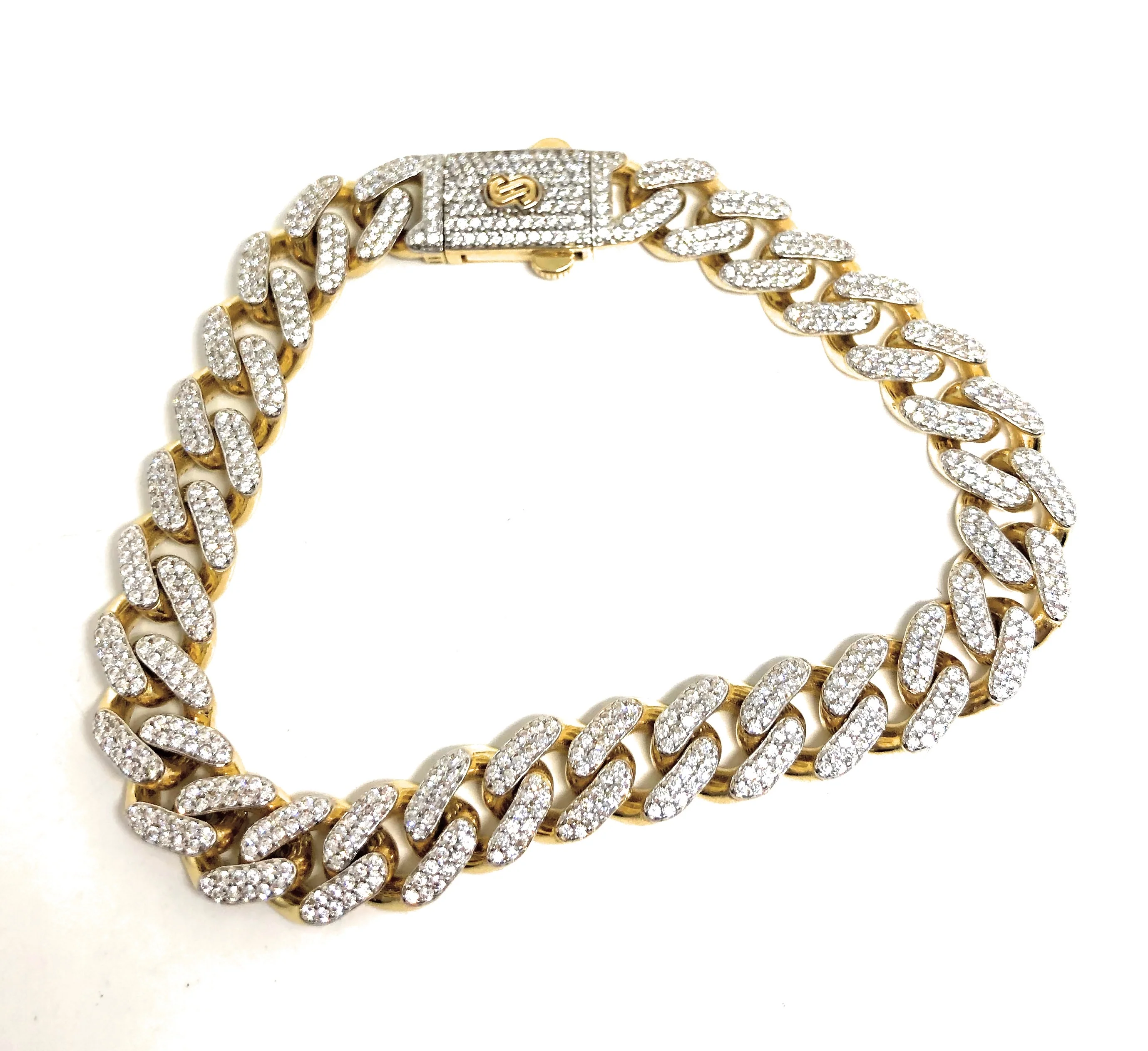 10k Solid Gold Monaco SWAROVSKI CZ Miami Cuban Link Brracelet 8-8.5 inches 8,9.5,11mm (Semi-Hollow) (13-22g) - Image 7