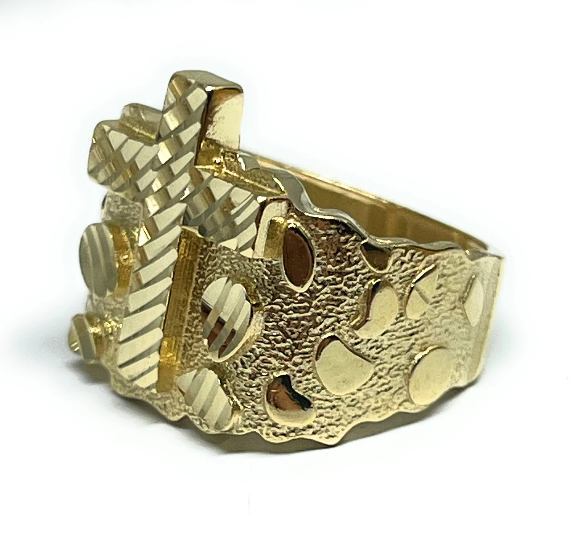 10k Solid Gold NUGGET CROSS RING (8.3g) - Image 2