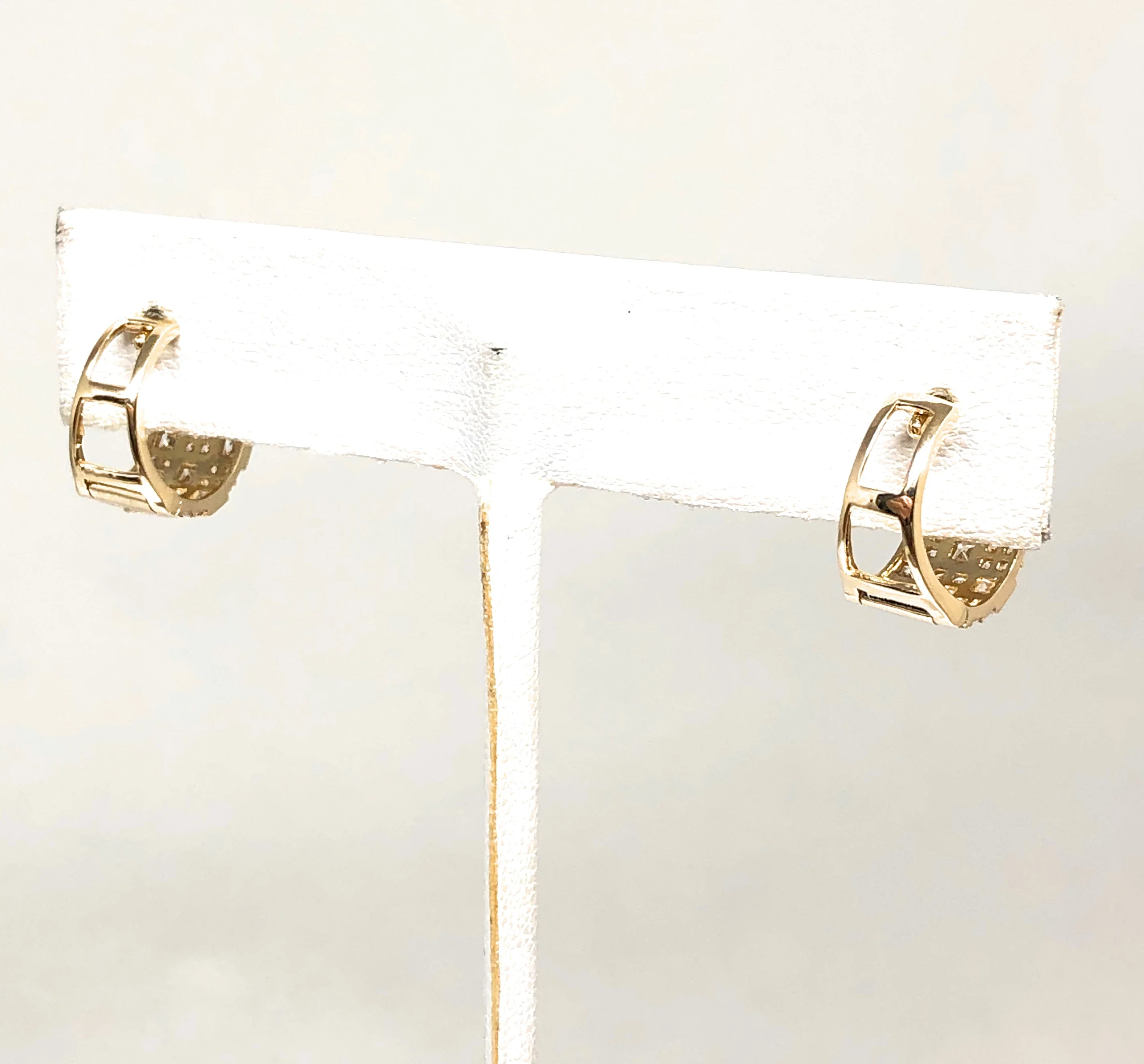 10k Solid Gold Small Cubic Zirconia Huggie Earrings (FC) - Image 3