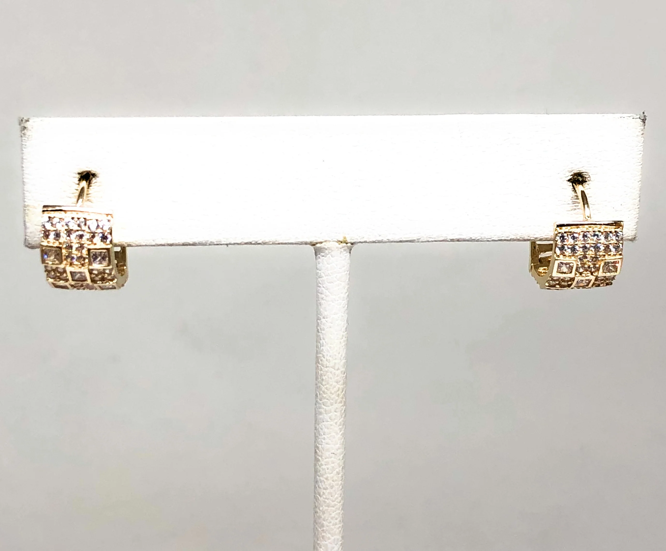 10k Solid Gold Small Cubic Zirconia Huggie Earrings (FC) - Image 4
