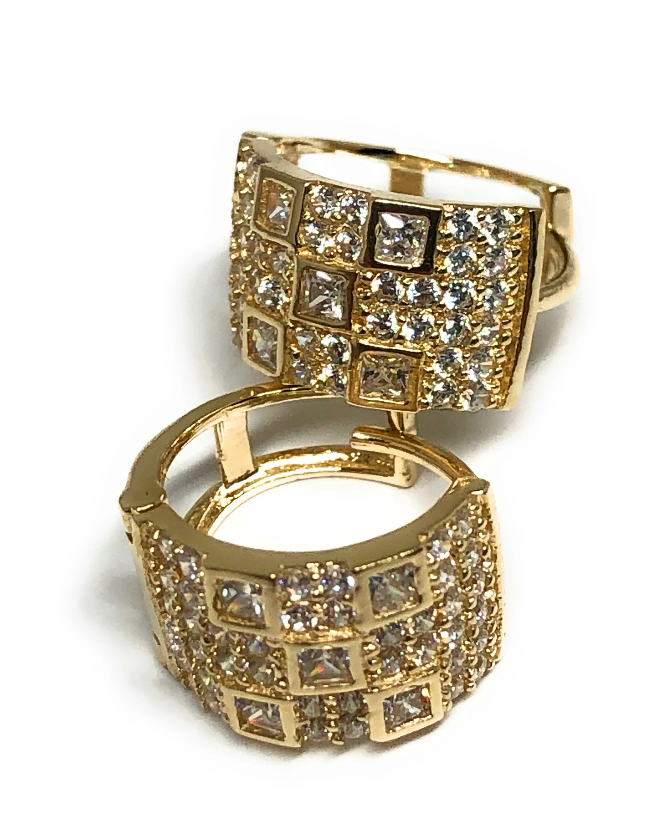 10k Solid Gold Small Cubic Zirconia Huggie Earrings (FC) - Image 5
