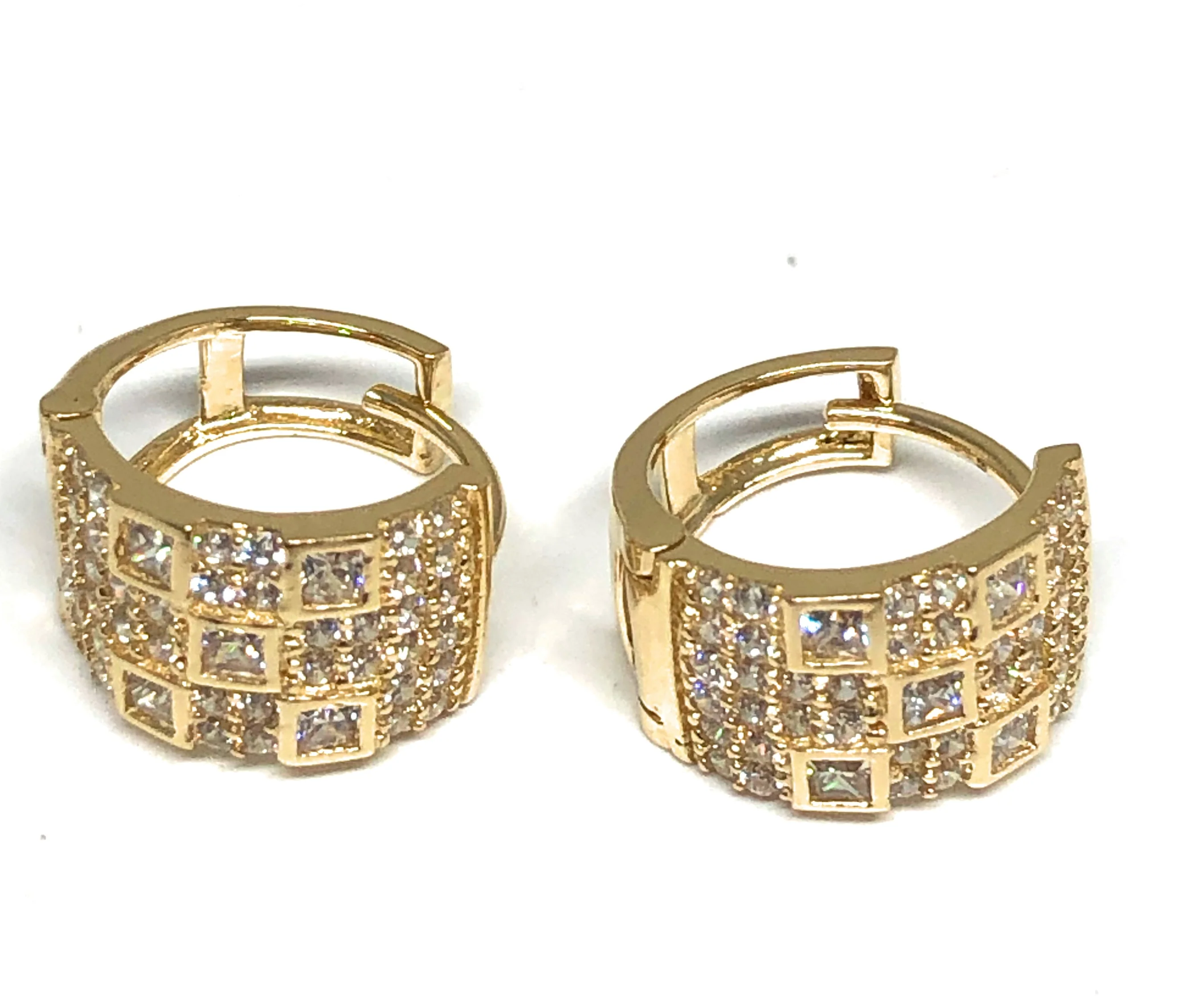 10k Solid Gold Small Cubic Zirconia Huggie Earrings (FC) - Image 6