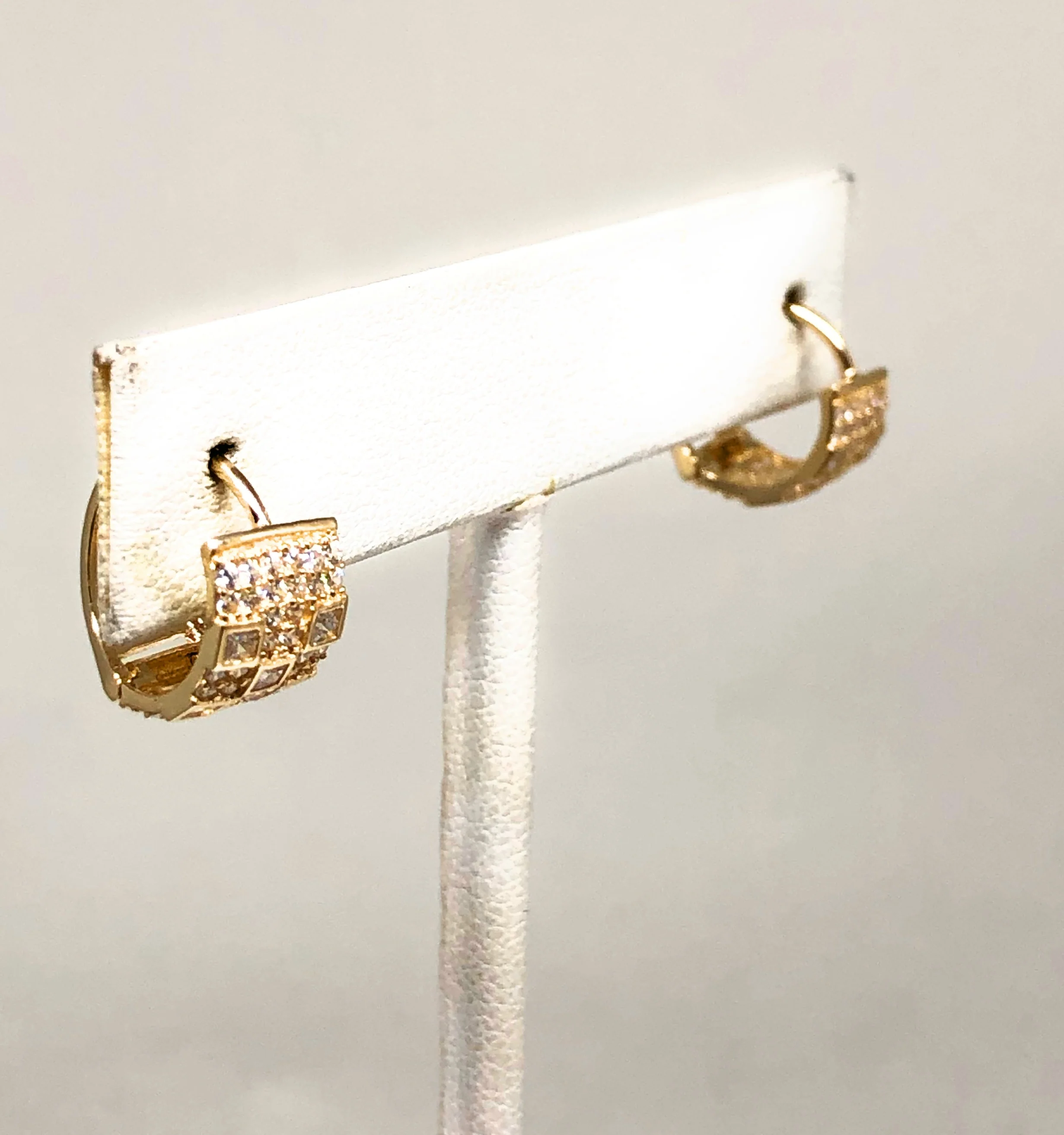 10k Solid Gold Small Cubic Zirconia Huggie Earrings (FC) - Image 7