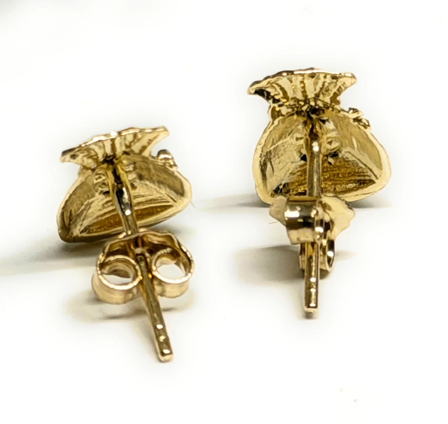 10k Solid Gold Small MNI DAINTY Money bag Earrings - Image 4
