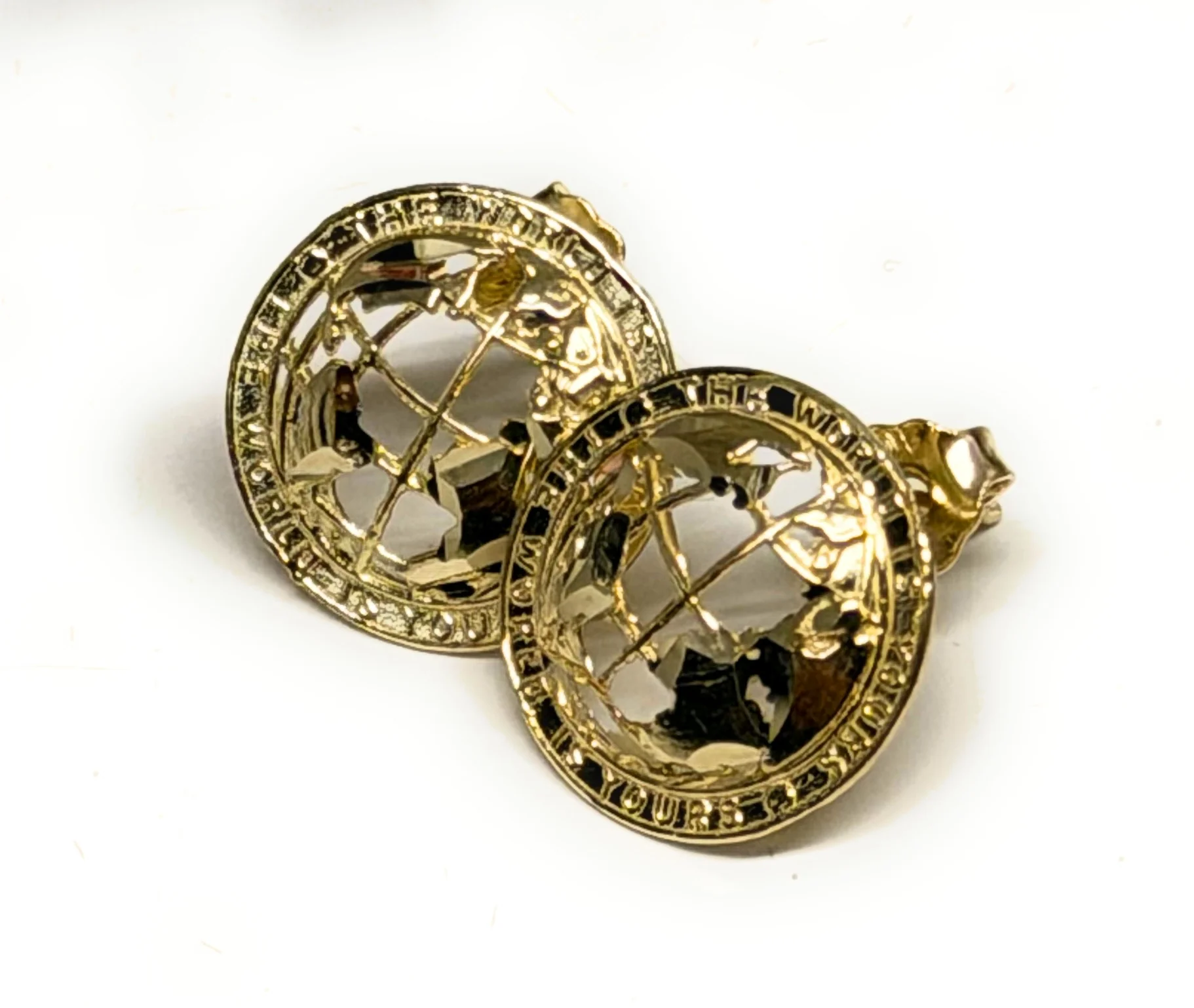 10k Solid Gold Small "The World Is Yours" Earrings - Image 3