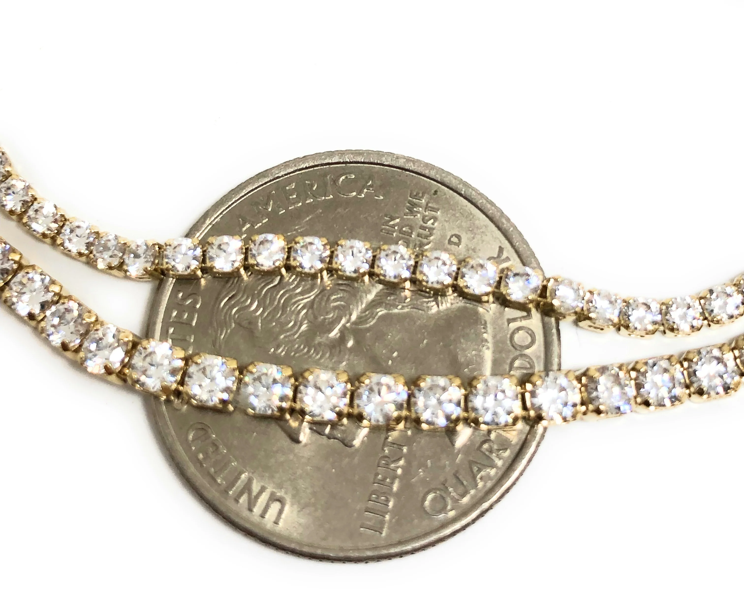 10k Solid Gold Tennis CZ Brracelet 6-8 inch 2-3mm - Image 2