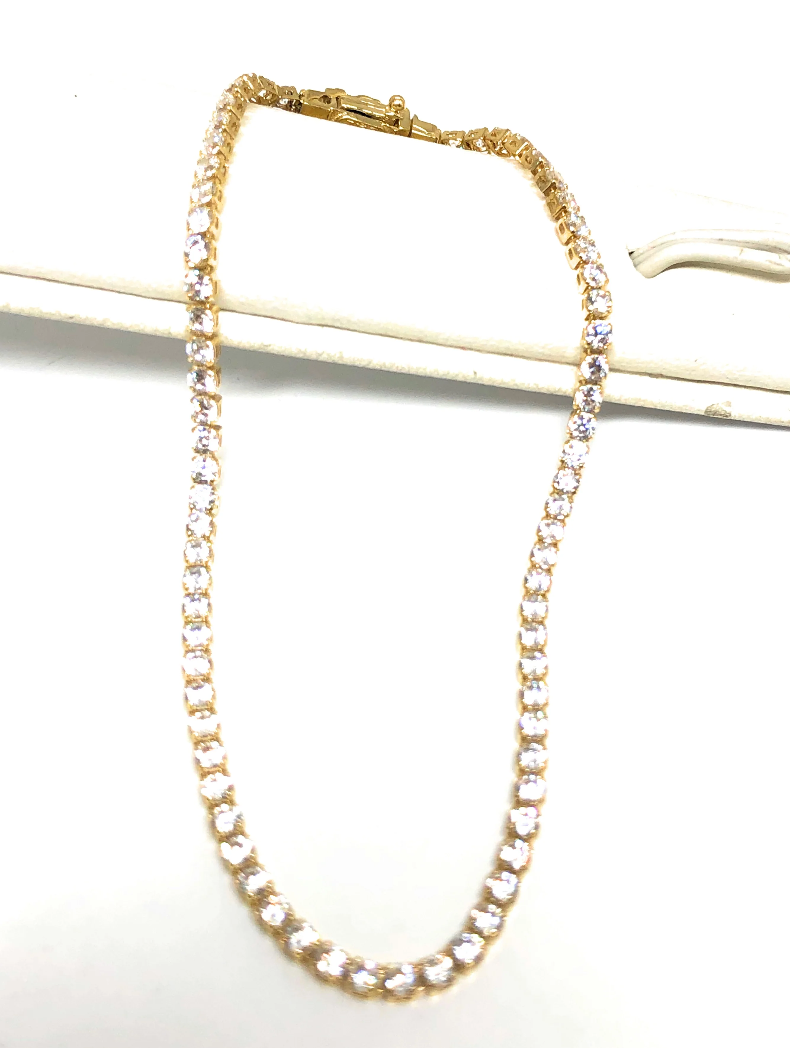 10k Solid Gold Tennis CZ Brracelet 6-8 inch 2-3mm - Image 4