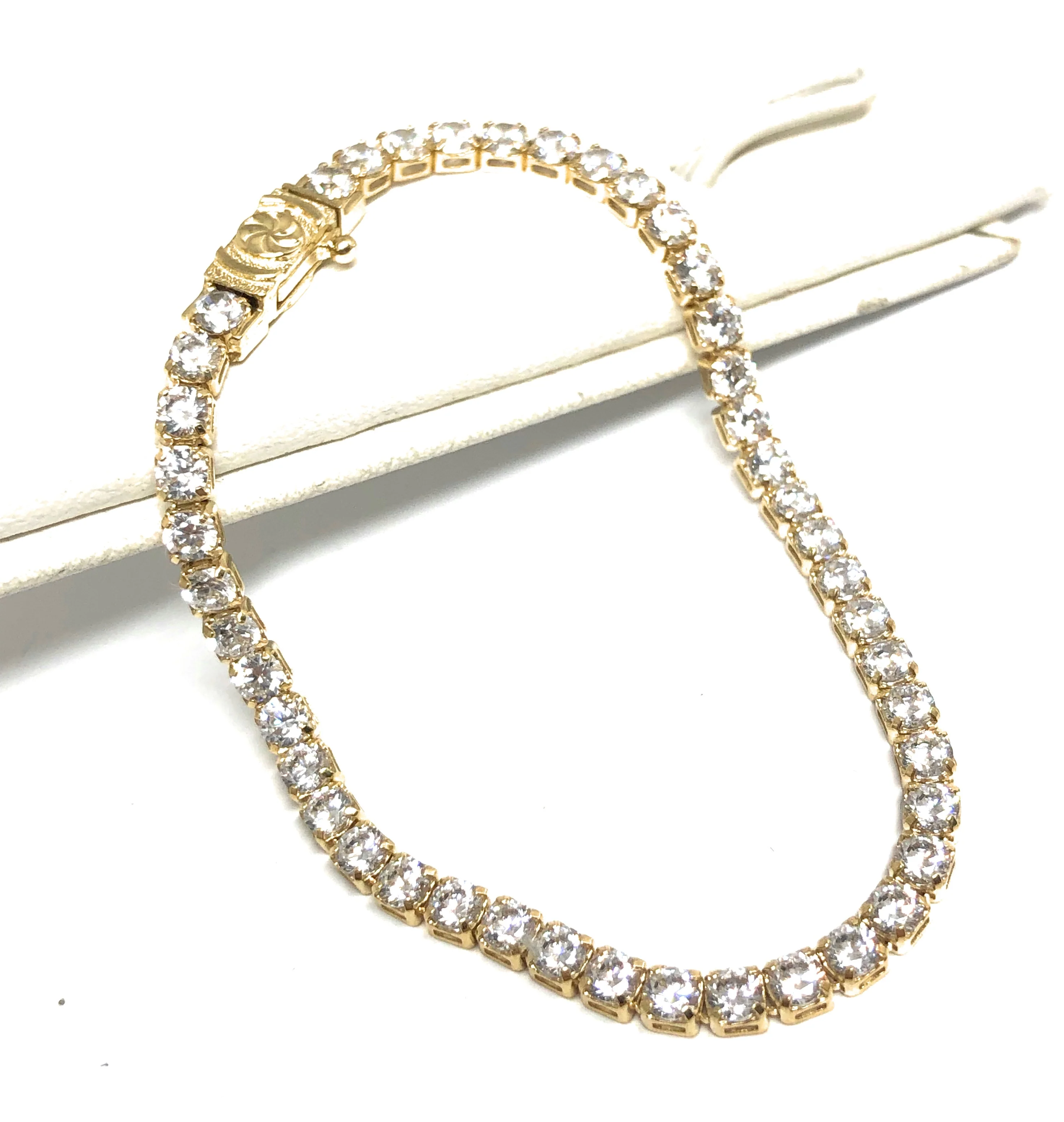 10k Solid Gold Tennis CZ Brracelet 6-8 inch 2-3mm - Image 5