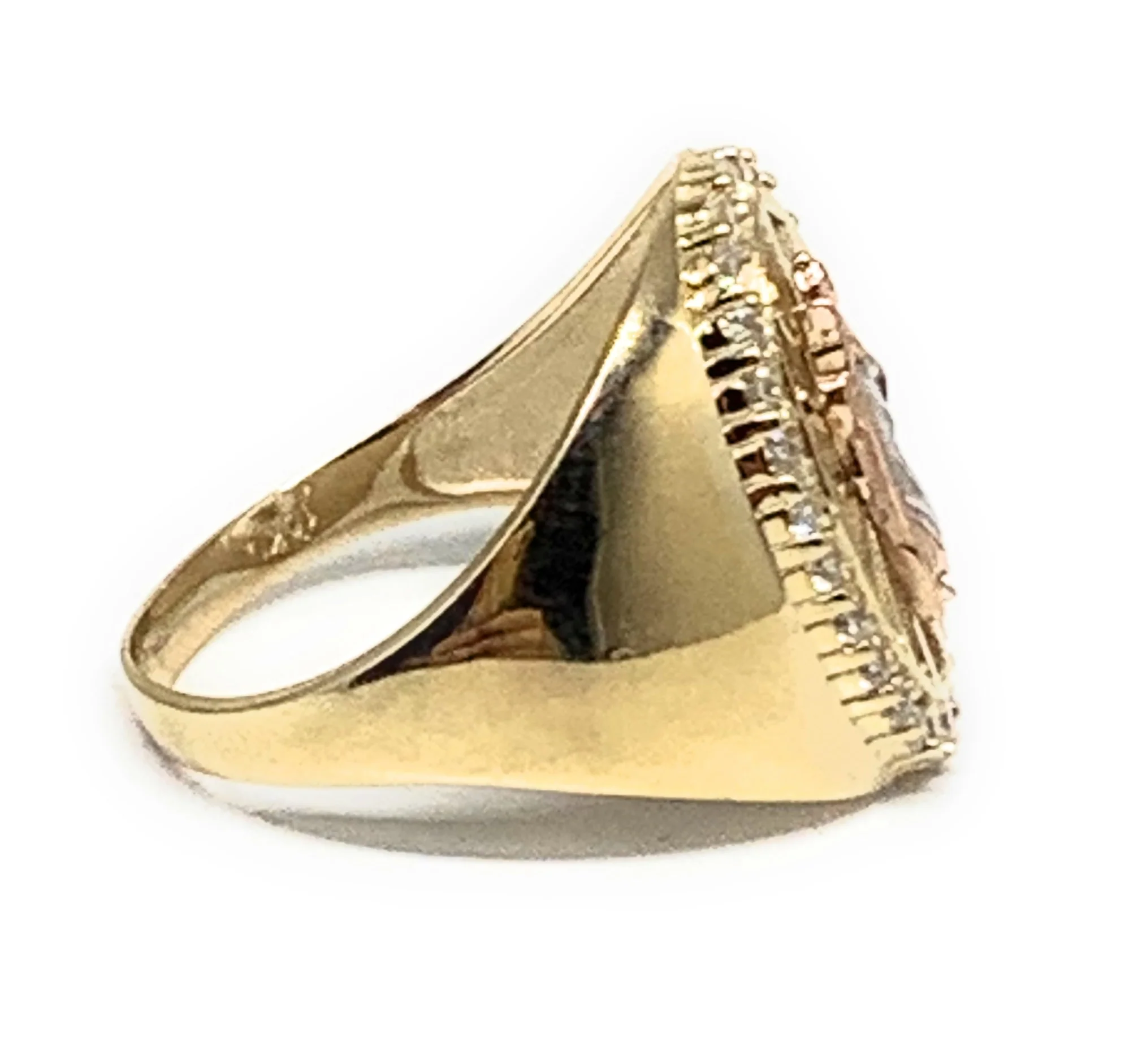 10k Solid Gold Tri-Color Cubic Zirconia Saan Judas Heavy Ring - Image 2