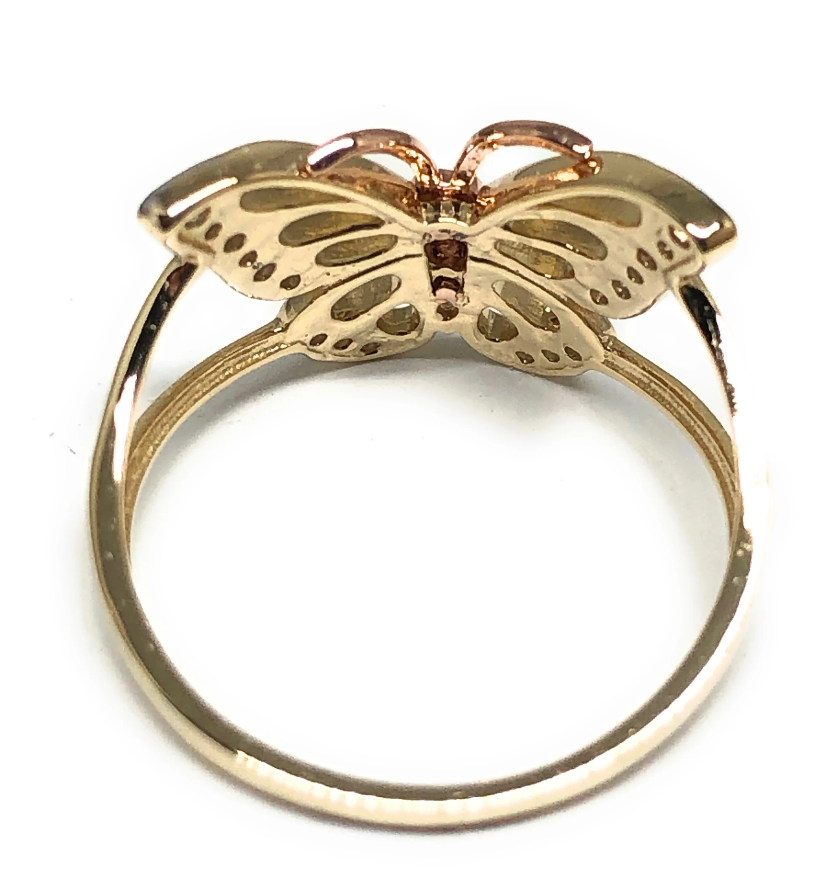10k Solid Gold Tri-Color CZ Butterfly Ring (FC 55) - Image 3